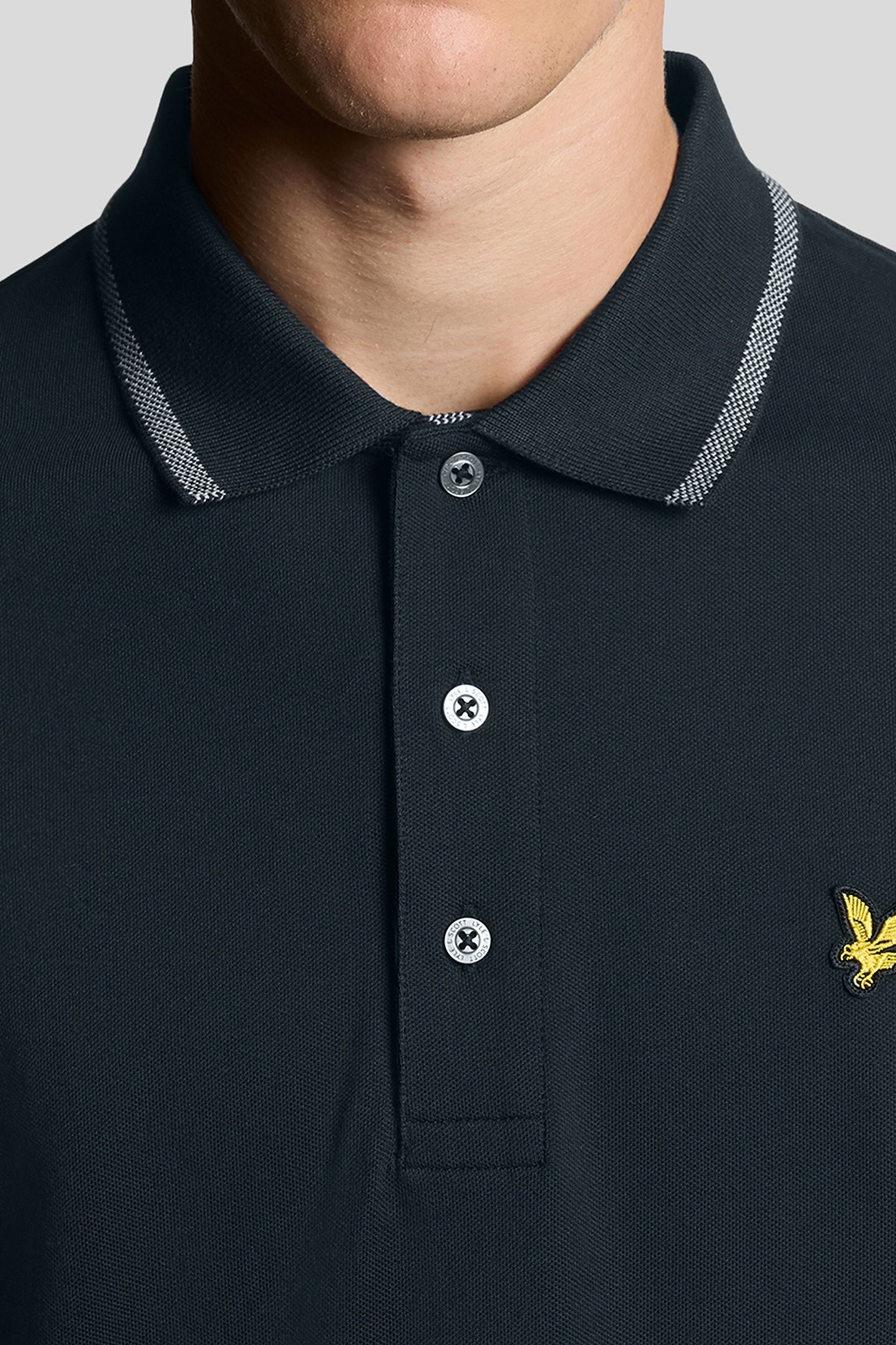 BIRDSEYE HALF TIPPED POLO DARK NAVY/ASH LILAC 6