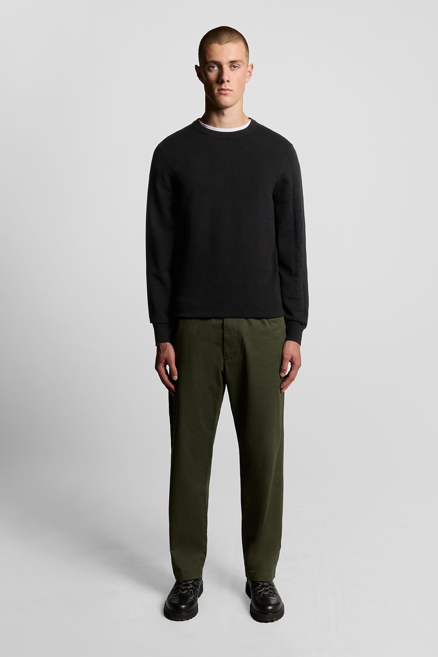 MESH LOGO CREW NECK JUMPER JET BLACK 2