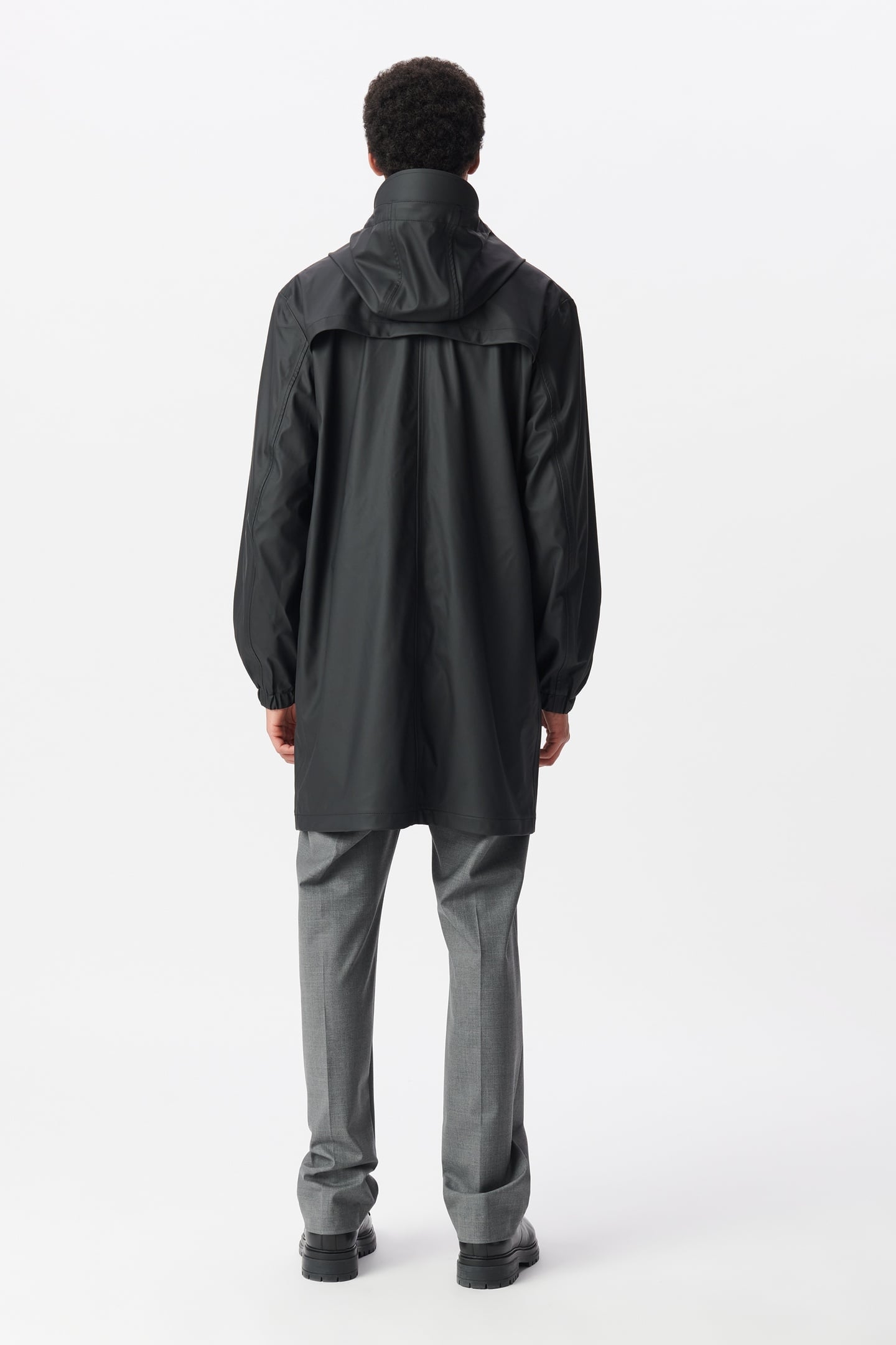 BLACK RUBBER NYLON HOODED PARKA 4