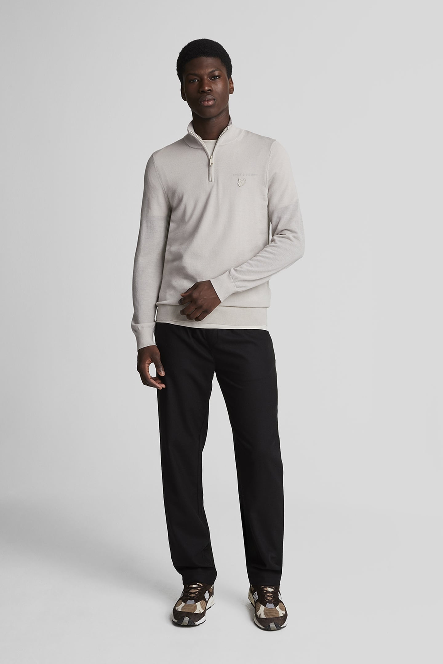 TONAL EAGLE MERINO QUARTER ZIP JUMPER COVE 1