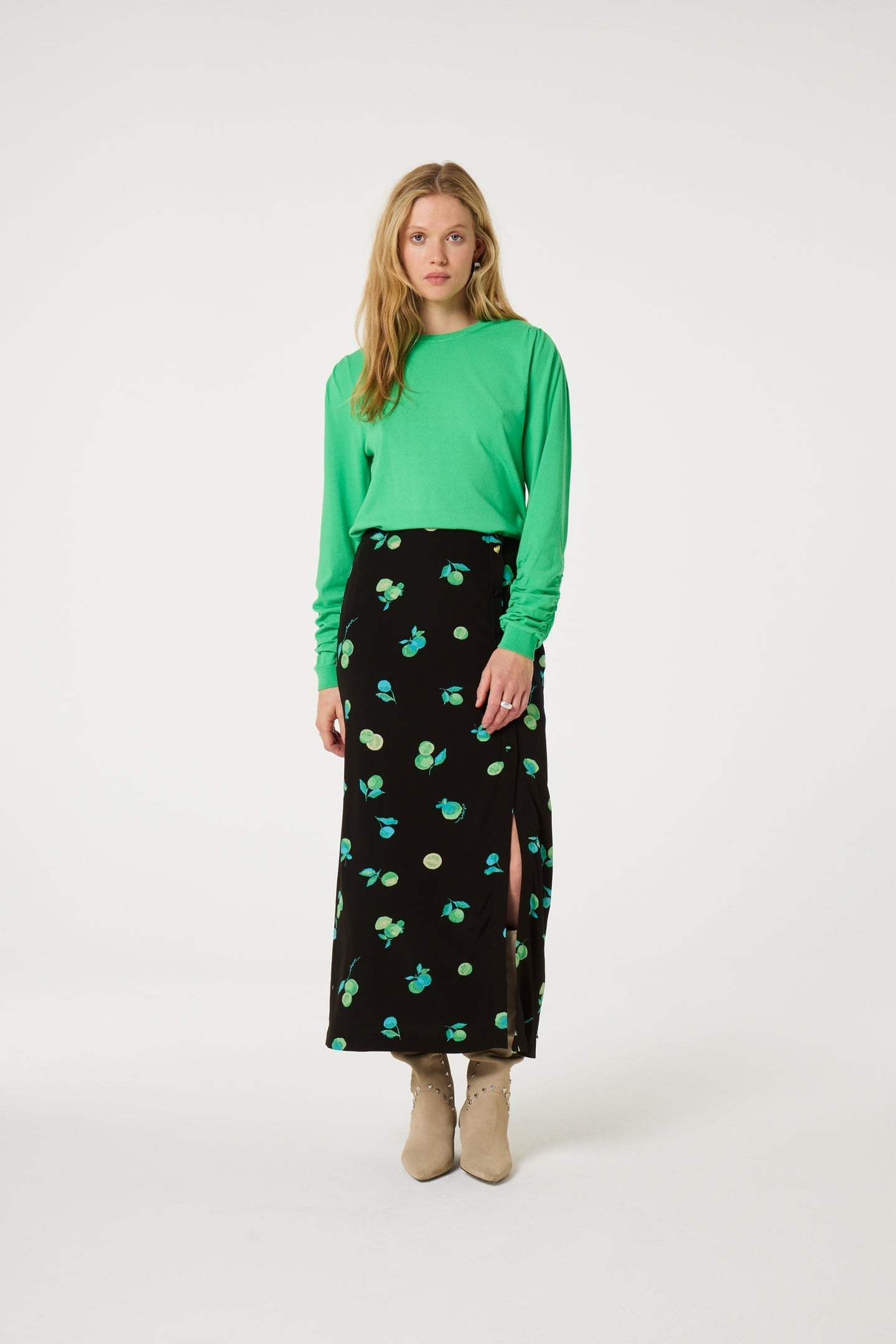 LIONA SKIRT BLACK/GREEN ZEST 1