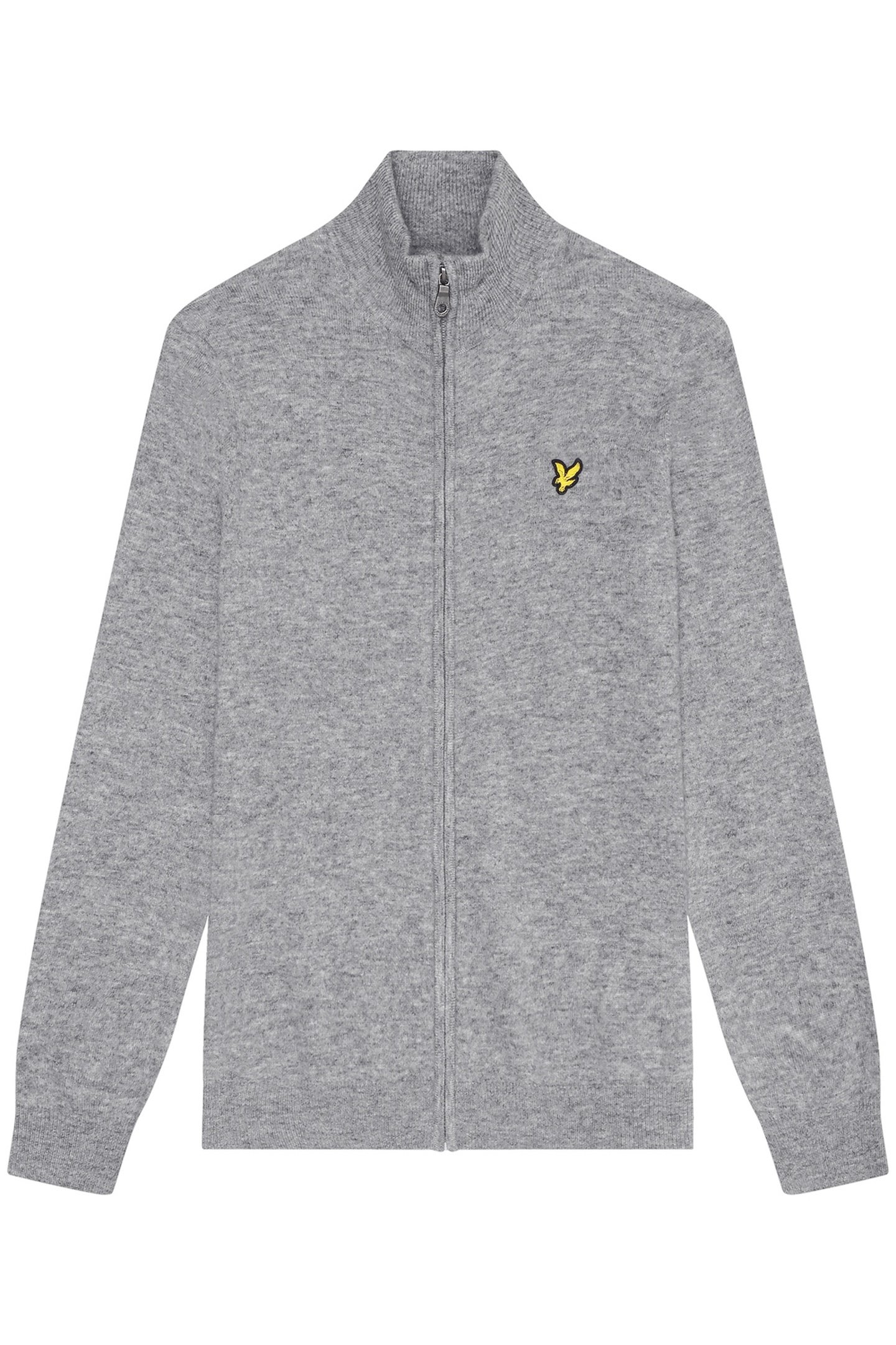 LAMBSWOOL BLEND ZIP THROUGH CARDIGAN MID GREY MARL 4