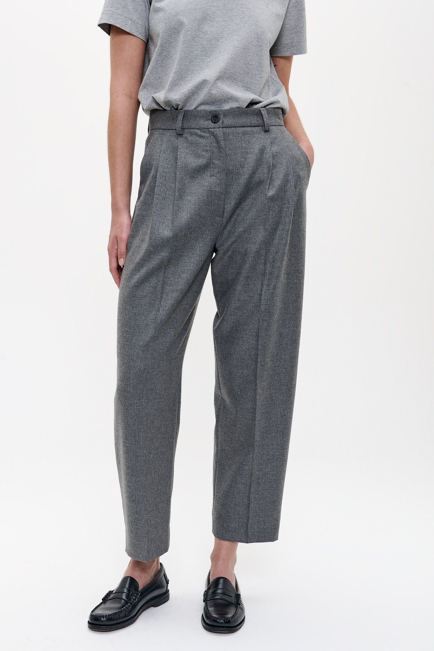 WOOL MIX DAKOTA PANTS GREY MELANGE 1
