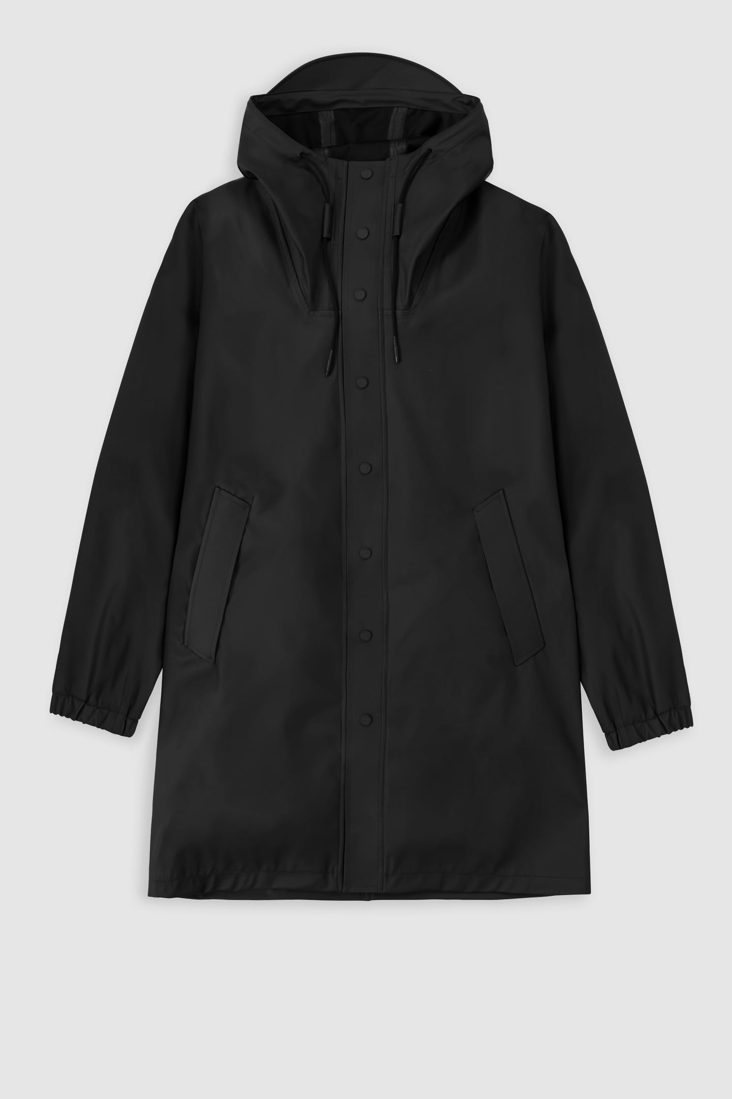 BLACK RUBBER NYLON HOODED PARKA 5