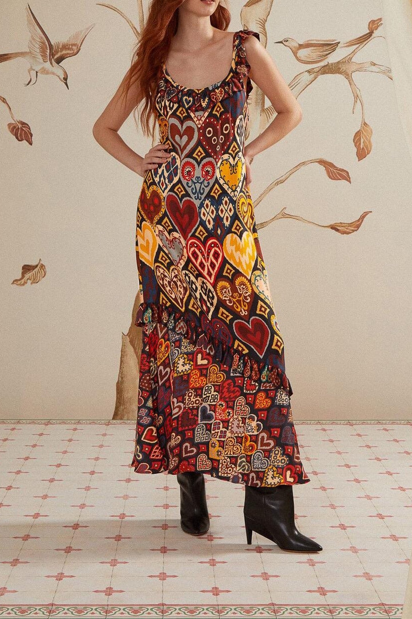 HEARTS IKAT BLACK MAXI DRESS 1