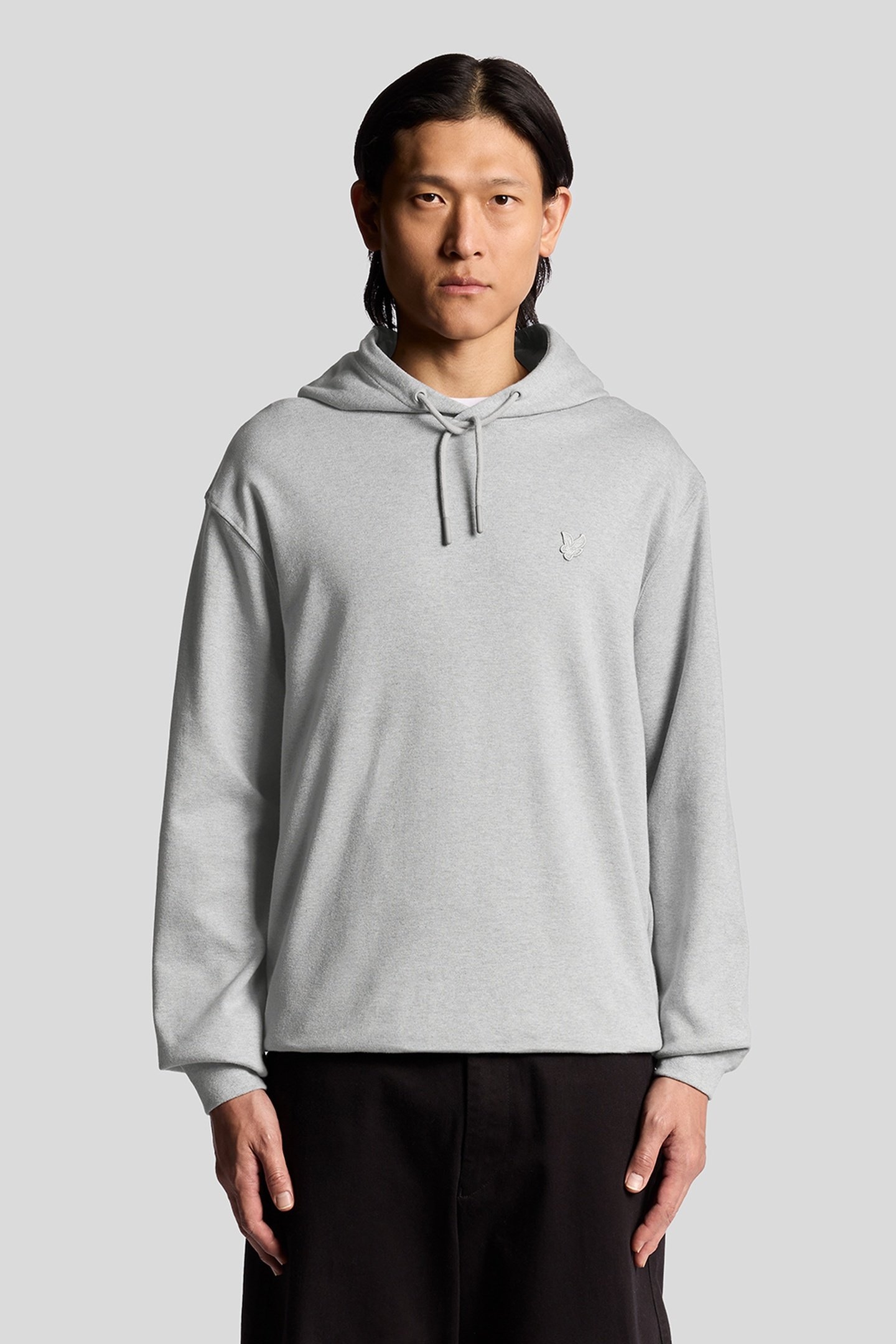 INTERLOCK PULLOVER HOODIE LIGHT GREY MARL 1