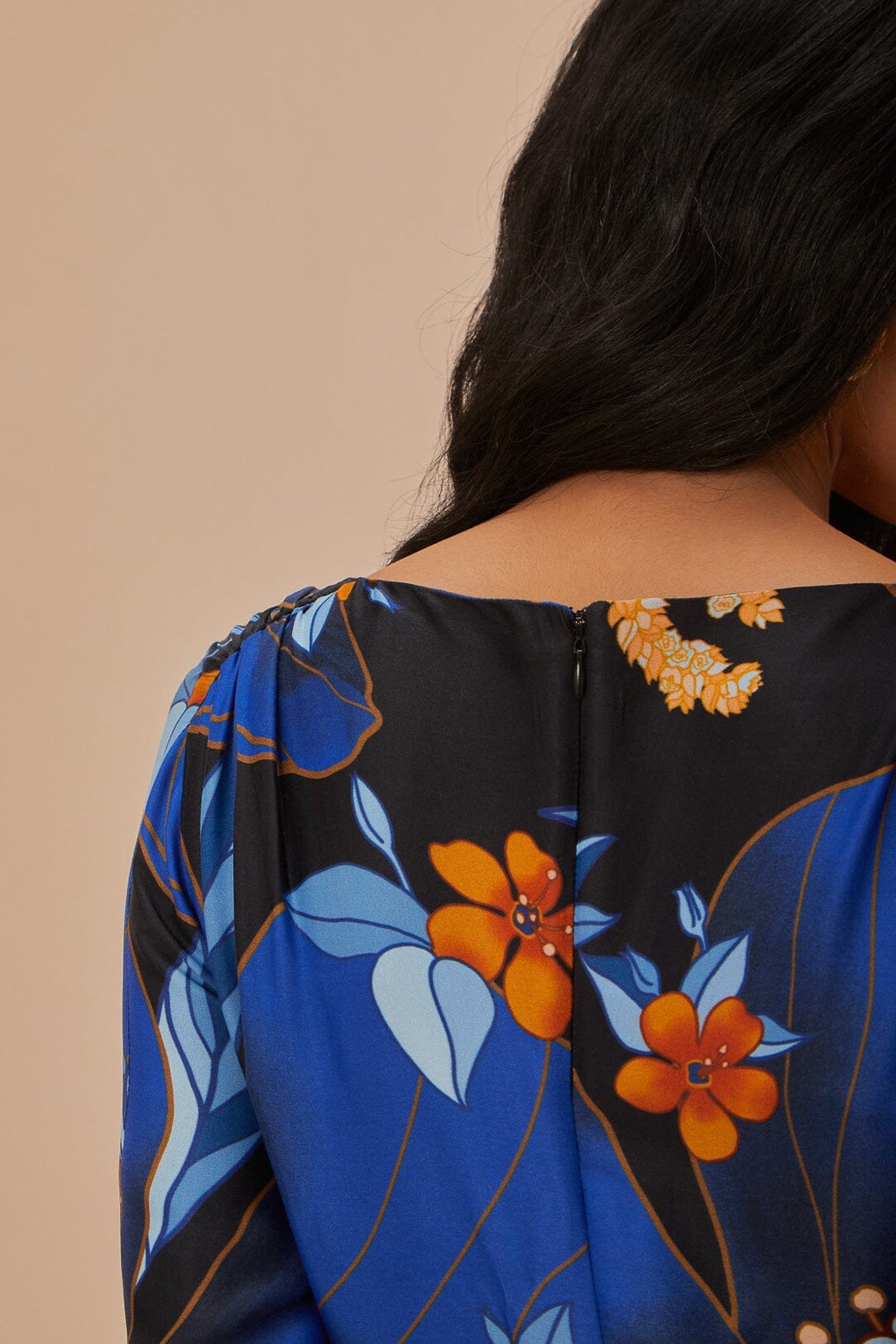 PIETRA FLORAL BLACK LONG SLEEVE MIDI DRESS 4