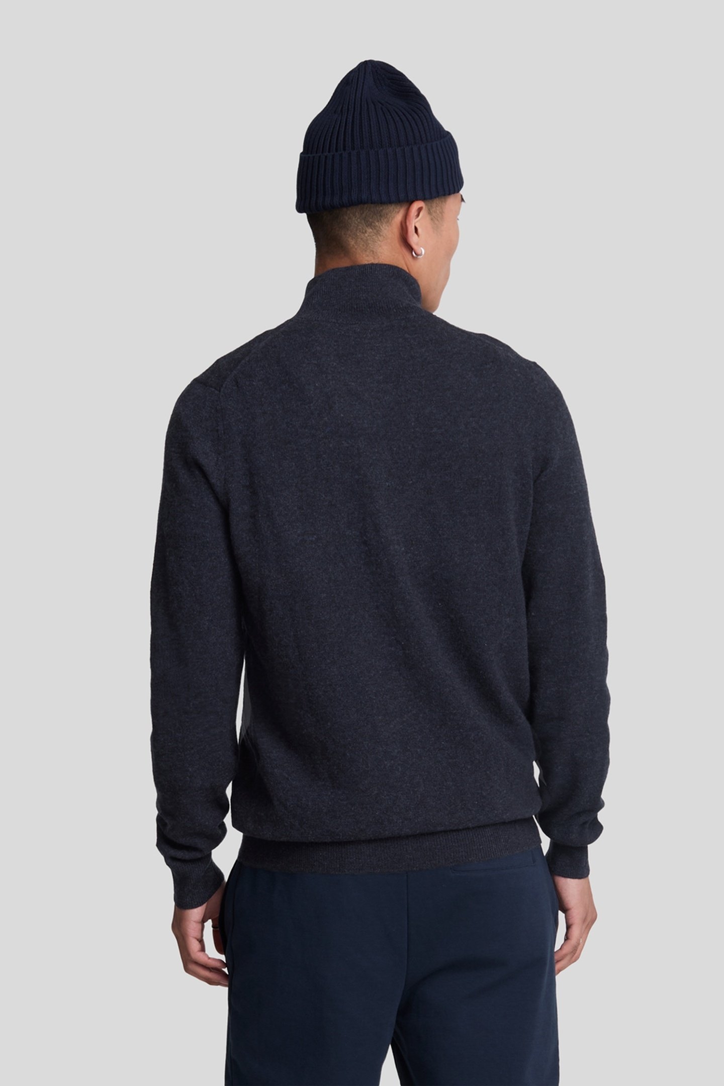 LAMBSWOOL BLEND ZIP THROUGH CARDIGAN DARK NAVY MARL 3