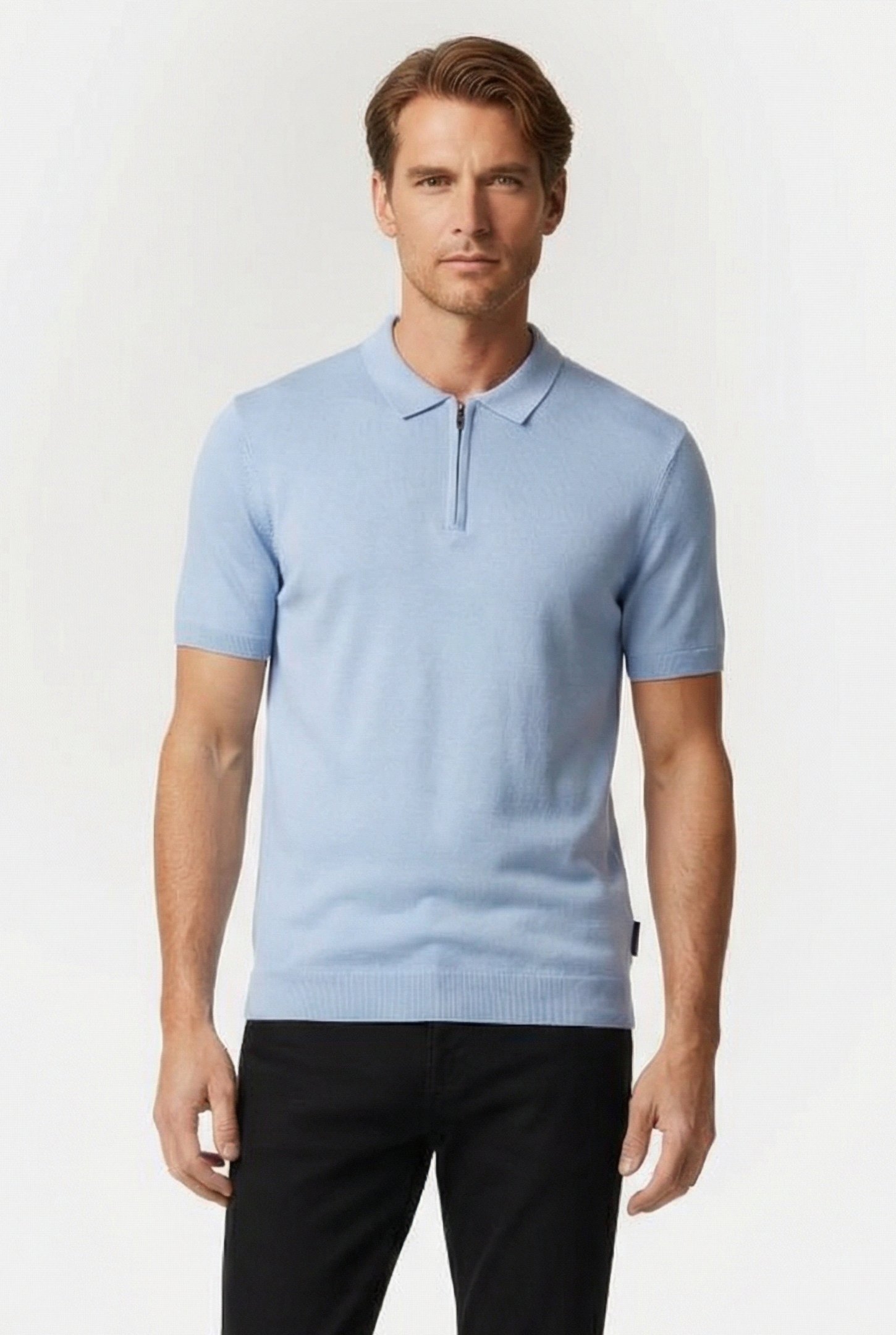 POLO ZIP S/S FORMAL 2 SKY 1