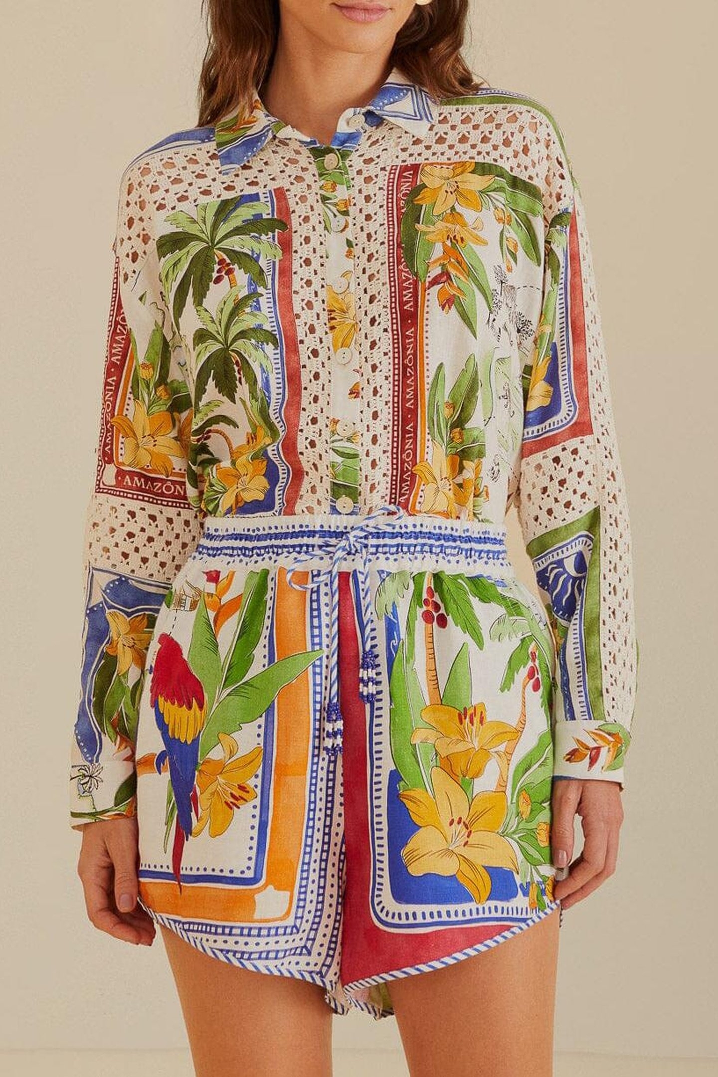 TROPICAL DESTINATION LINEN SHORTS 1