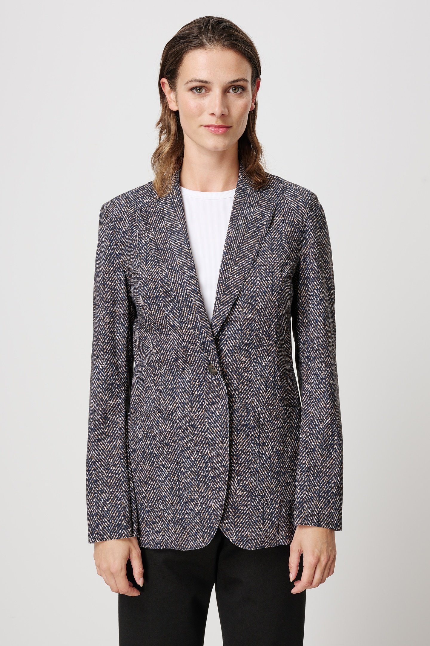 TWEED PRINT BLAZER INK BLUE 3