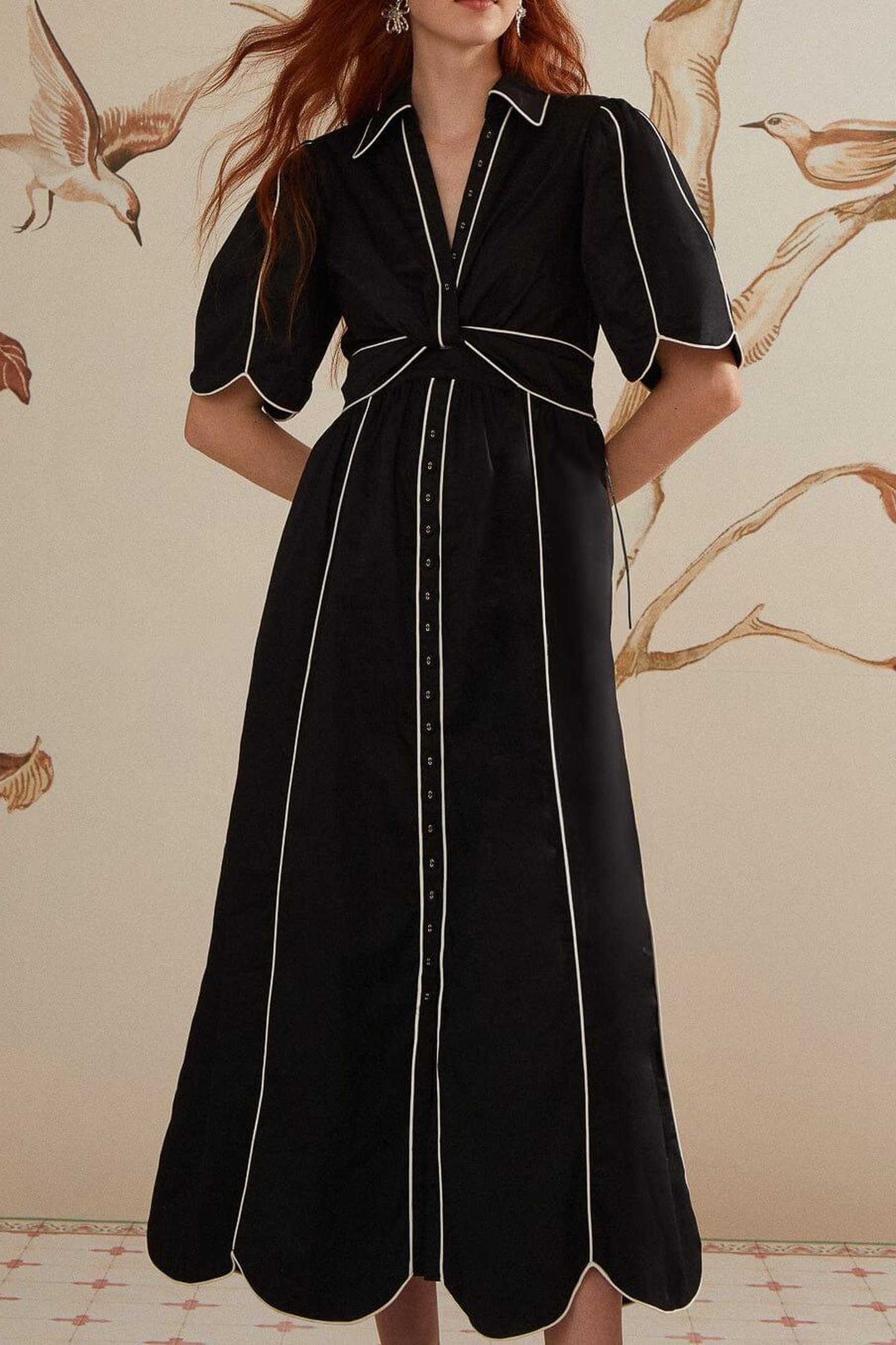 BLACK AND WHITE SHORT SLEEVE MIDI DRESS 5