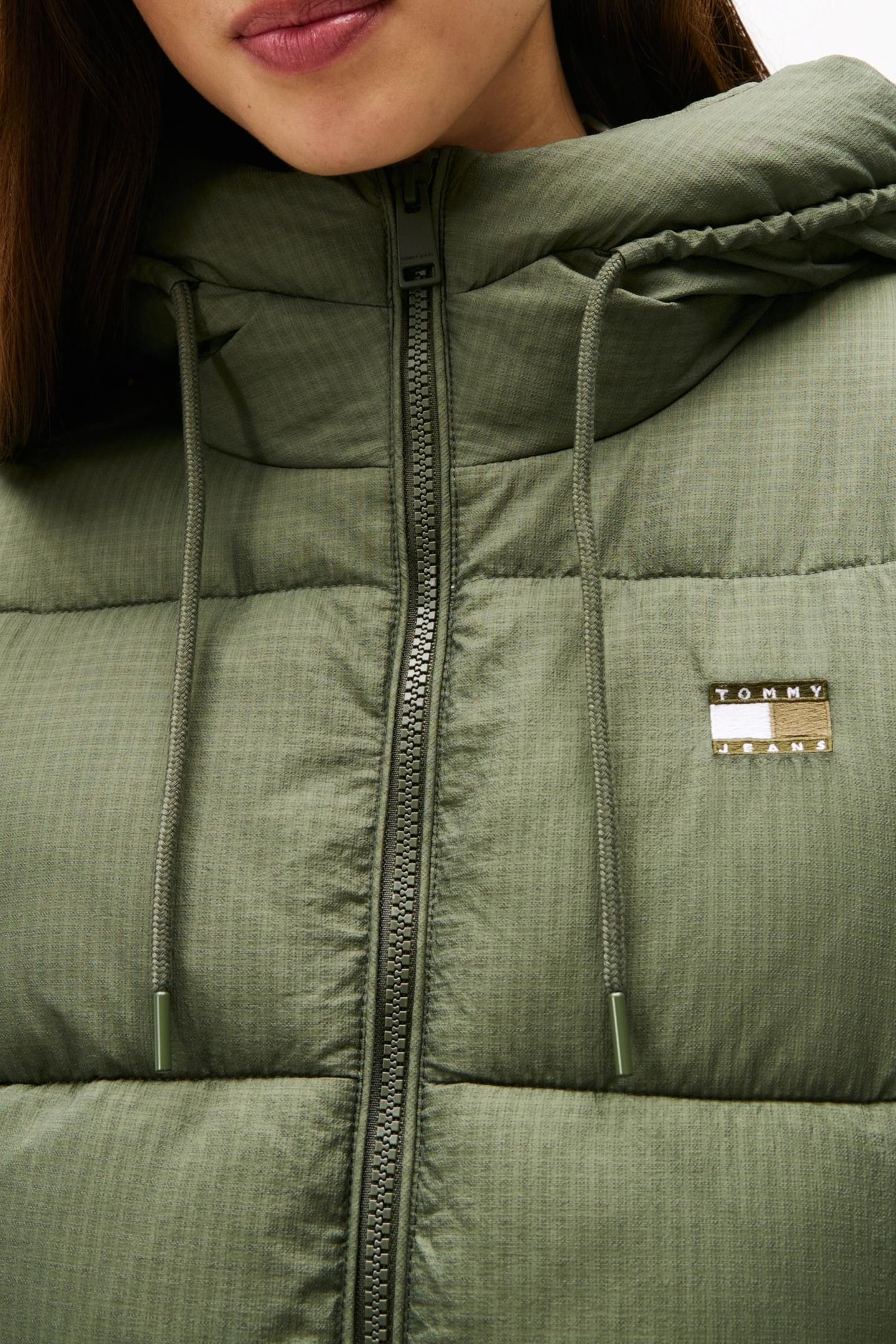 HOODED MIDI PUFFER JACKET PEWTER GREEN 5