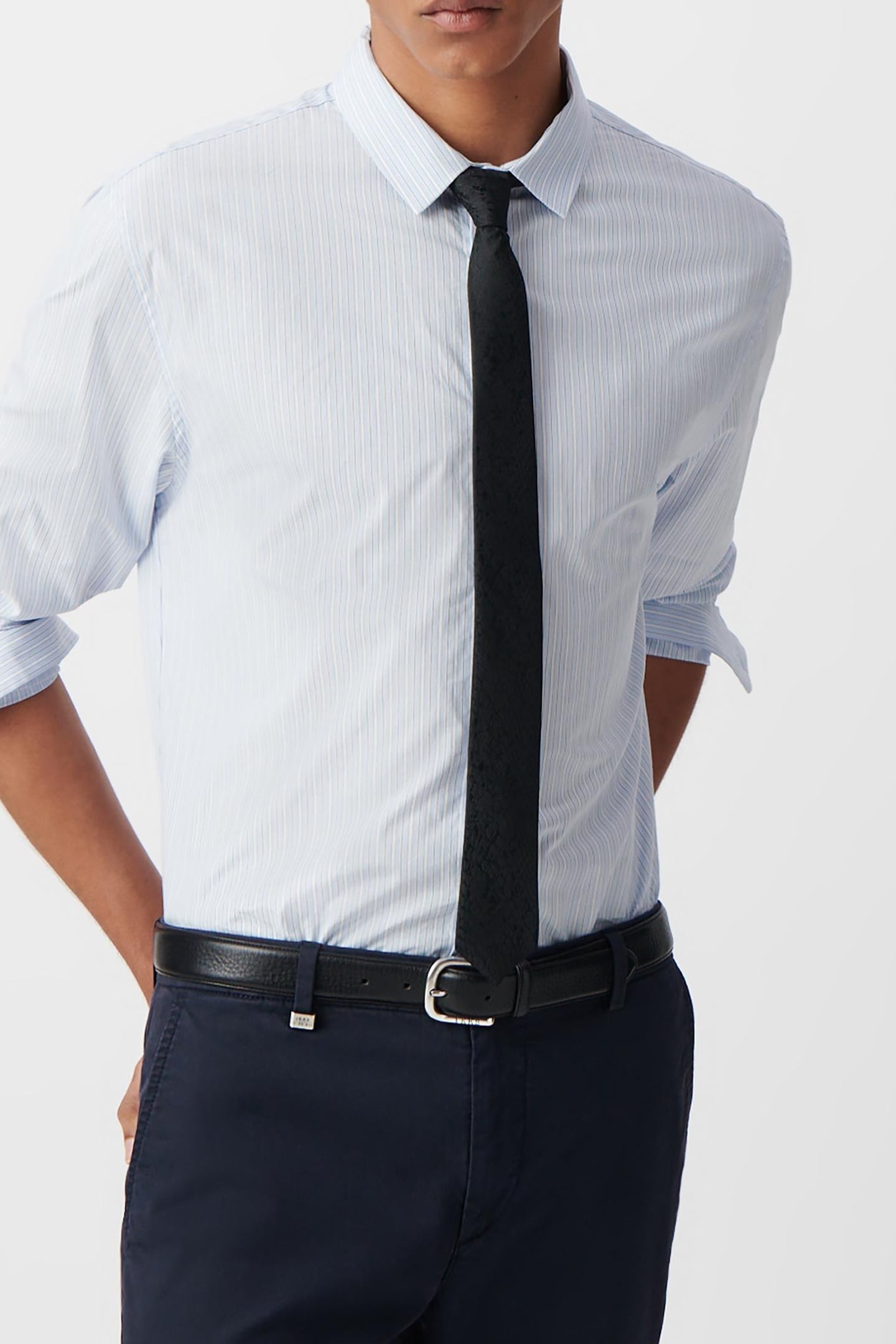 SKY STRIPED REGULAR SHIRT WITH MANDARIN COLLAR 2