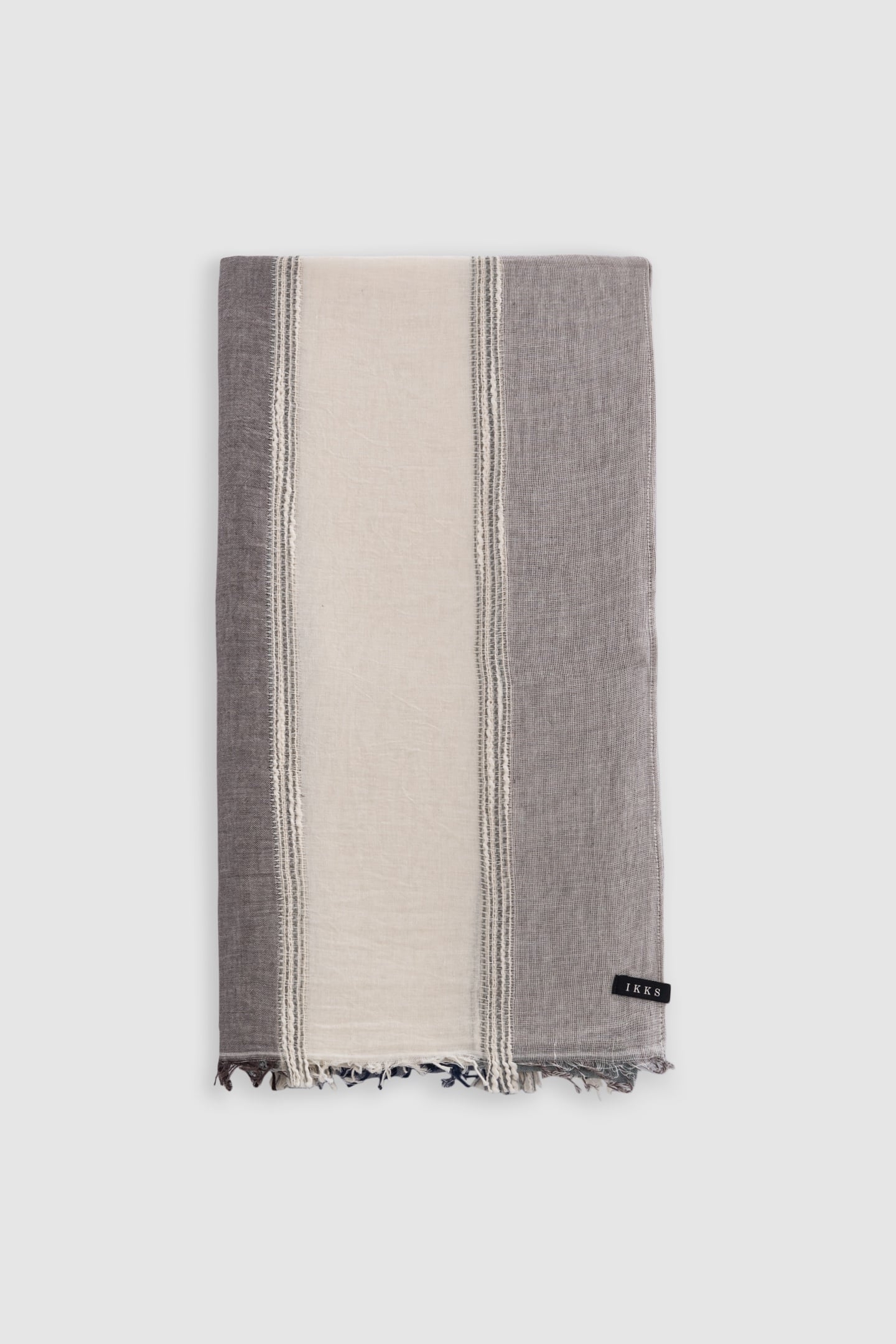 GREY BLUE STRIPED SCARF WITH EMBROIDERED DETAILS 2