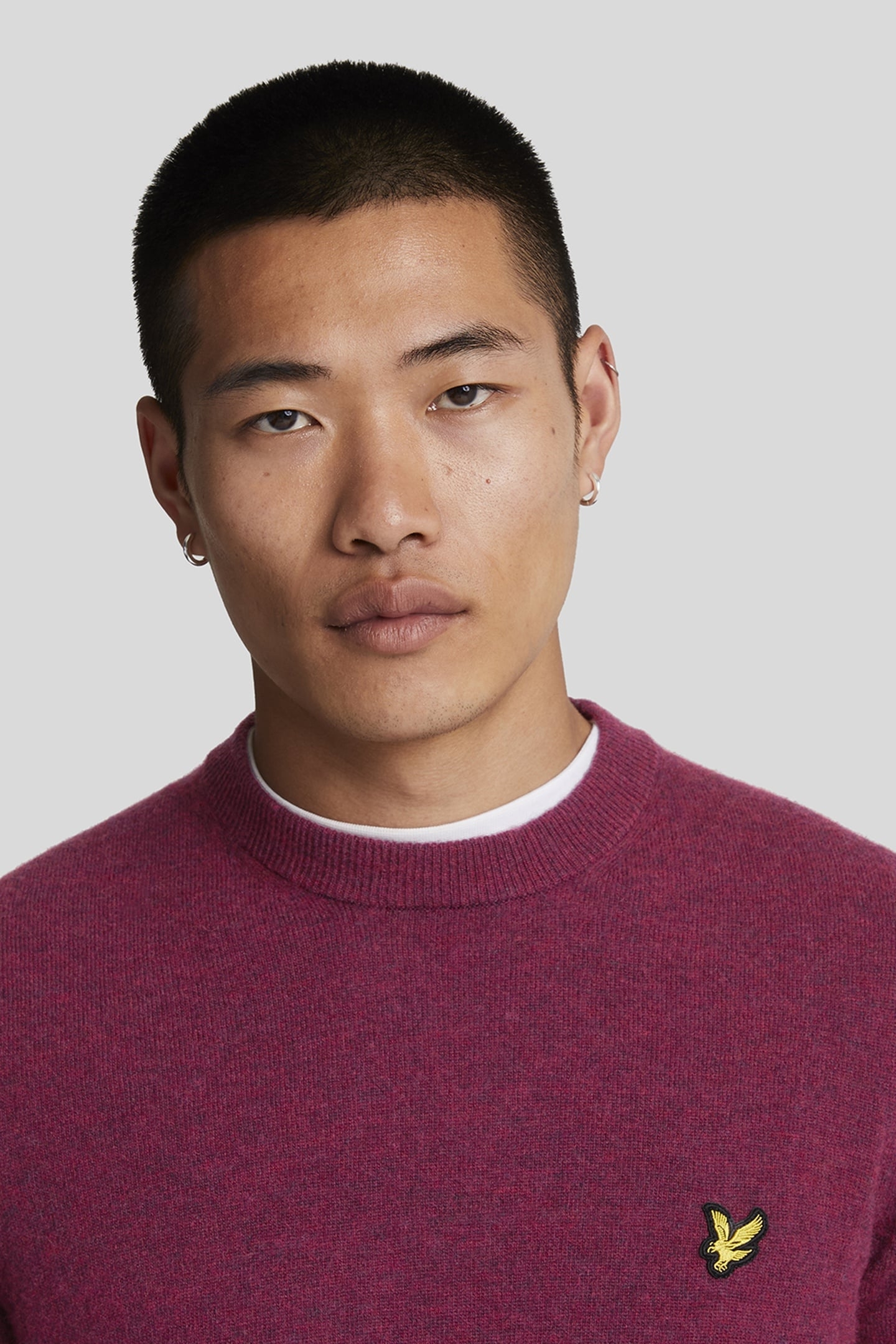 LAMBSWOOL BLEND CREW NECK JUMPER RICH BURGUNDY MARL 3