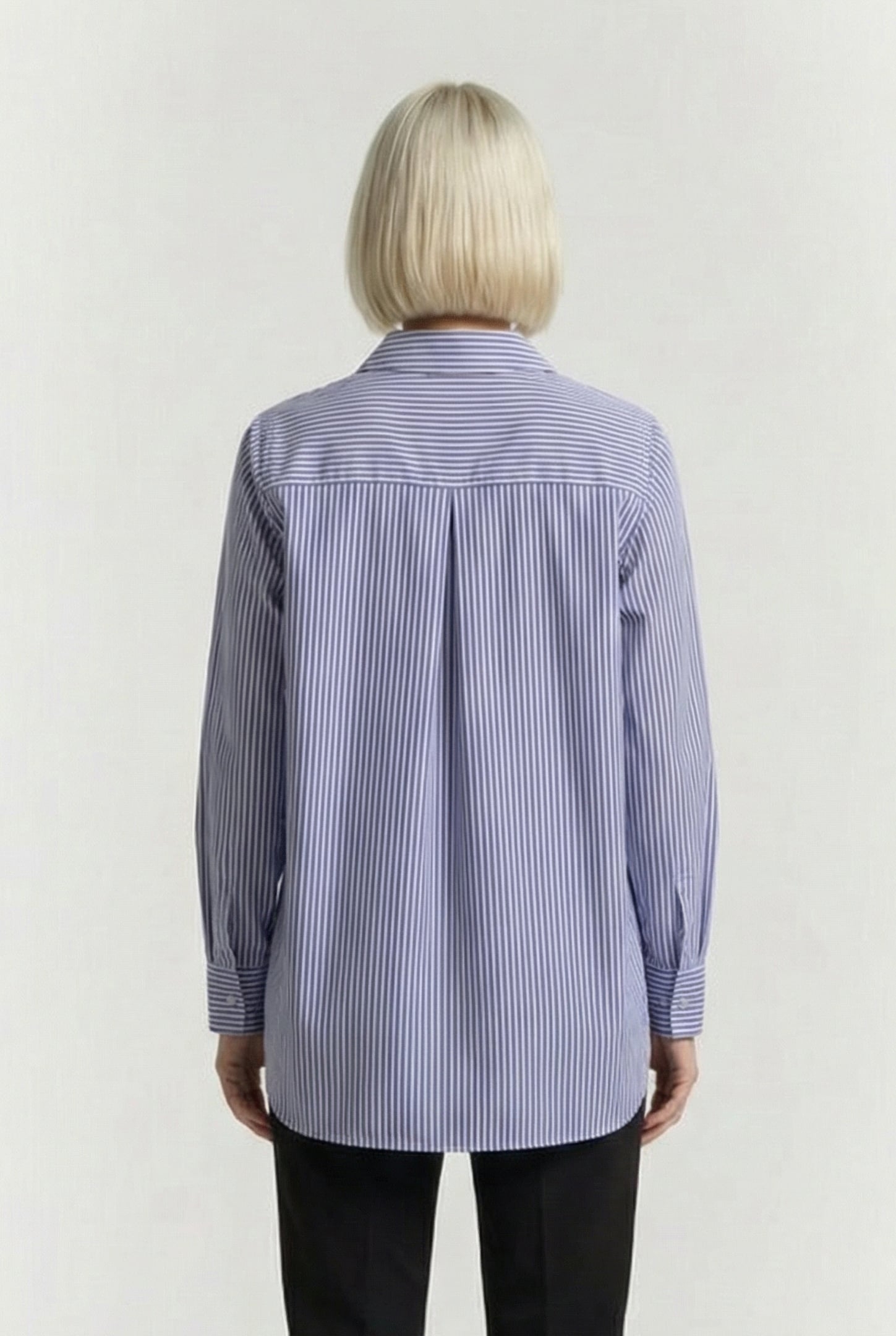 STRIPE POPOVER BUTTON THROUGH BLUE/WHT TICKING STP 2