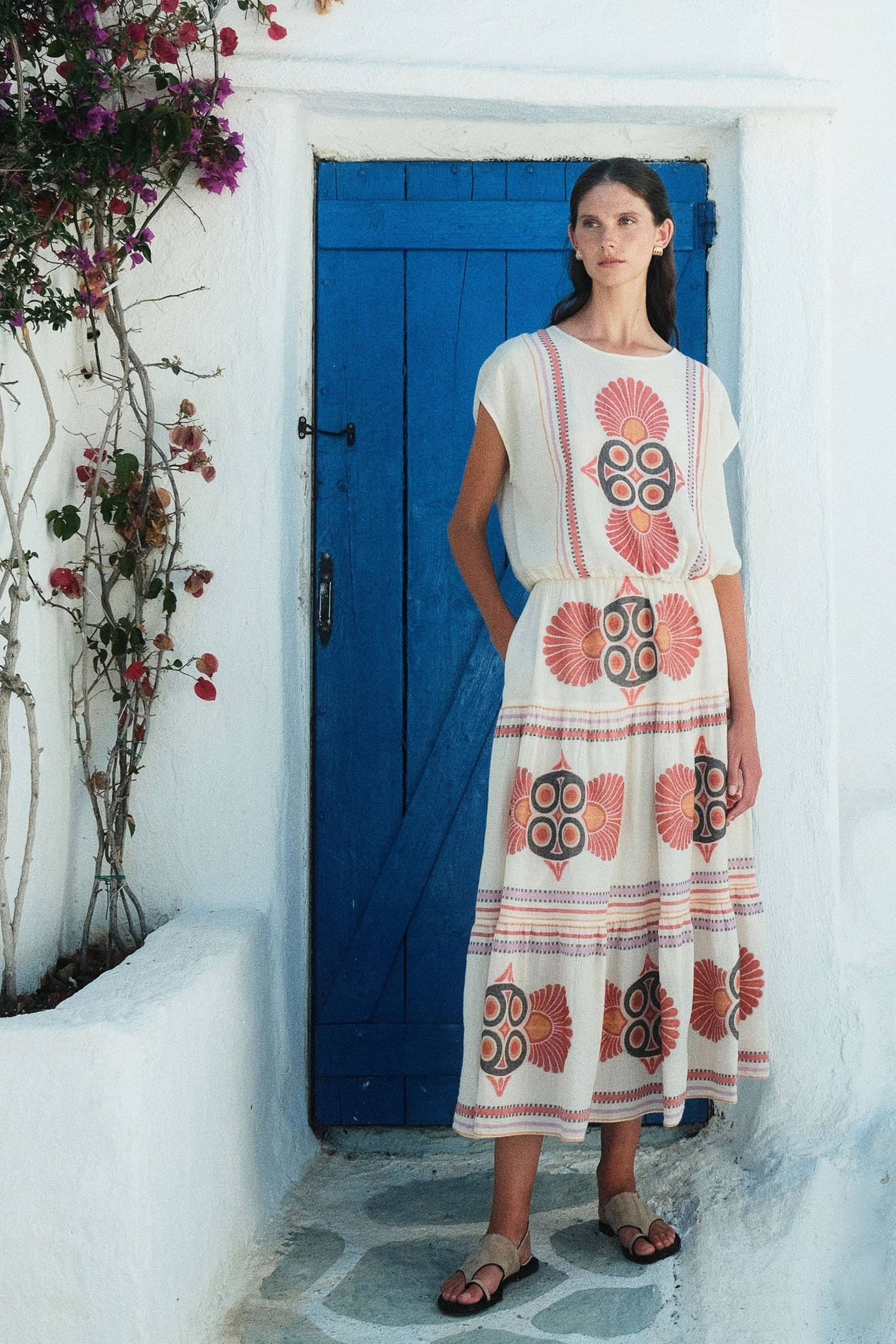 OLYMPIA MIDI SKIRT JACQUARD RED ORANGE 1