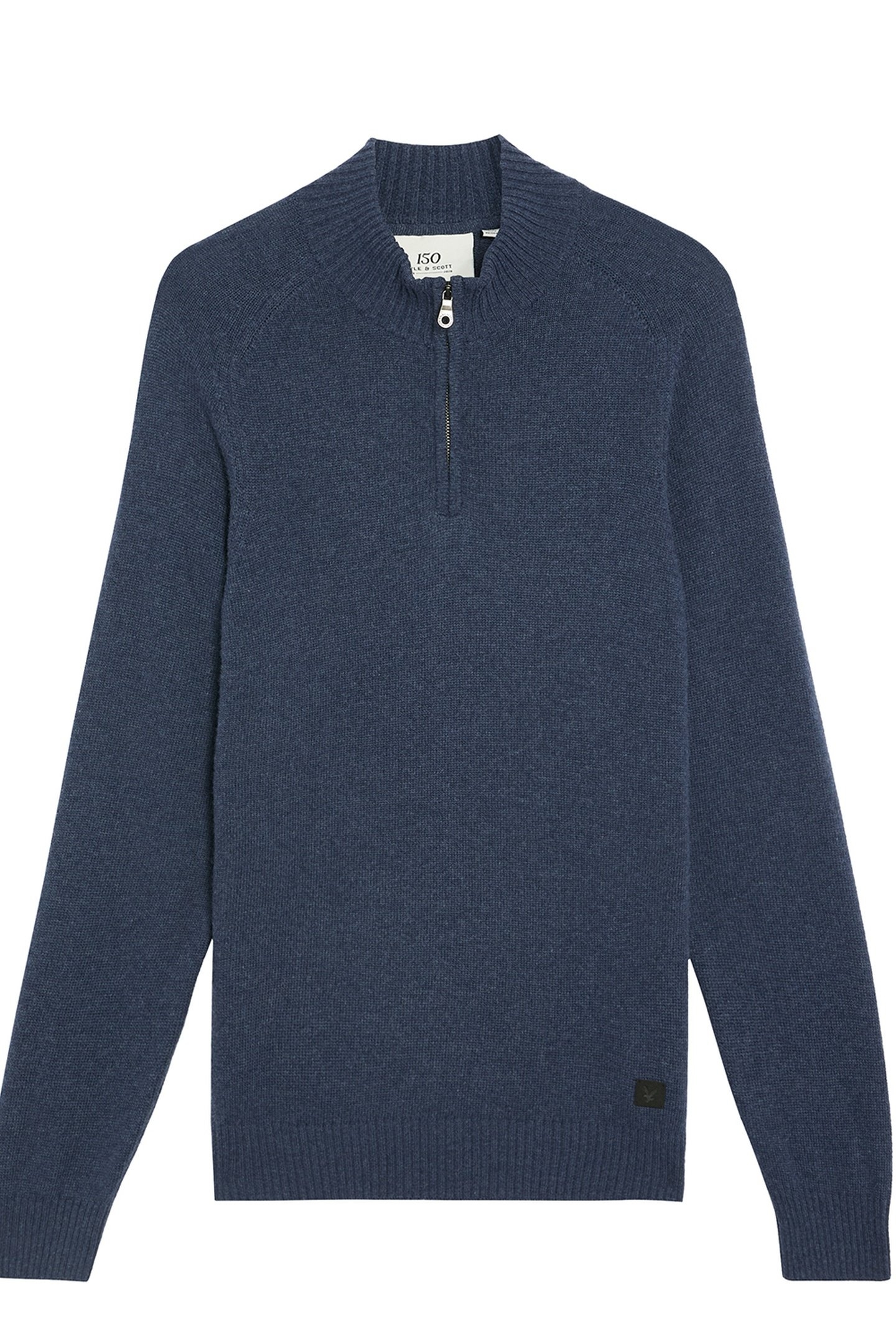 SADDLE SLEEVE QUARTER ZIP JUMPER NAVY HEATHER 3