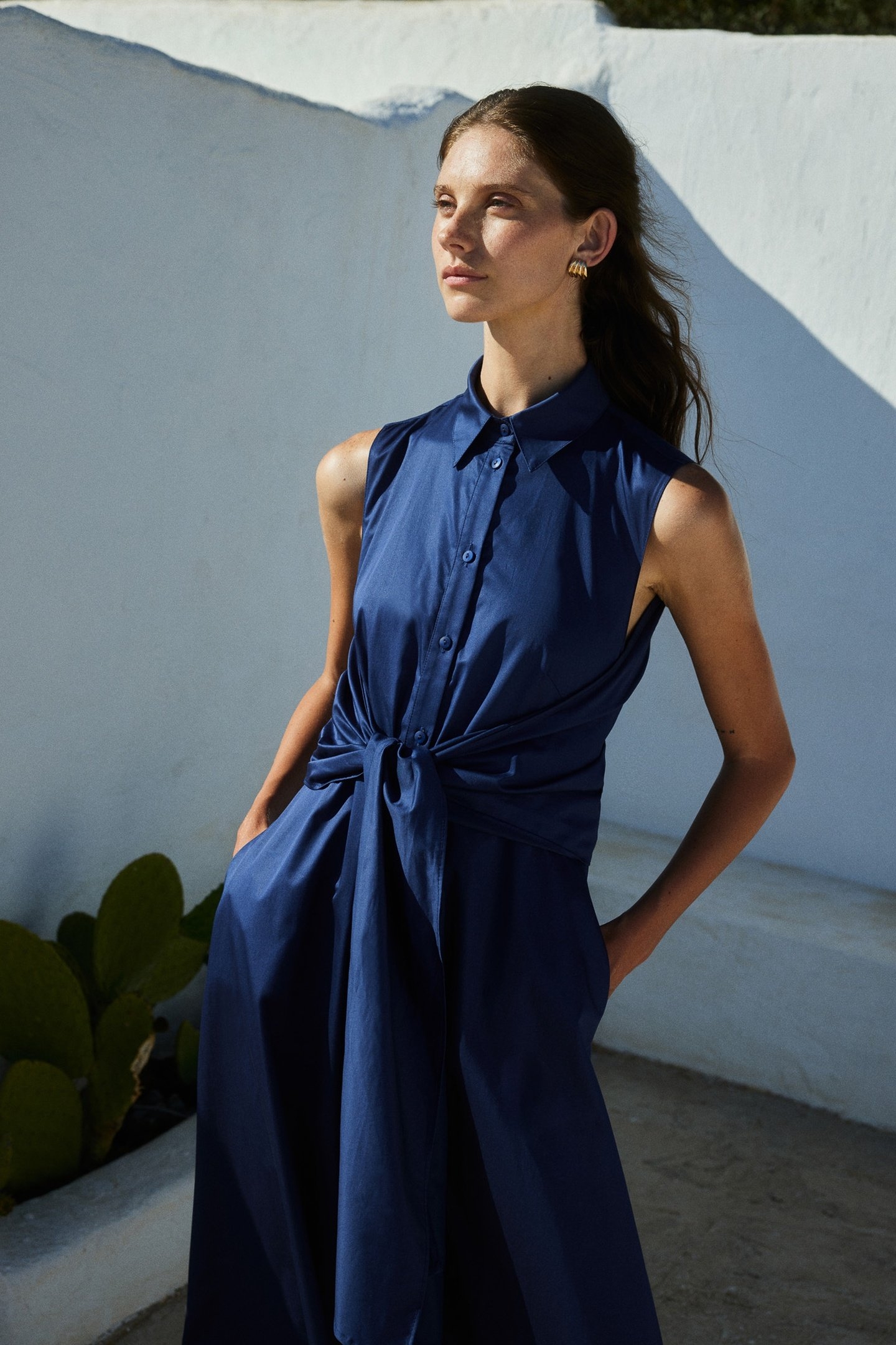 EROS LONG DRESS POPLIN NAVY 4