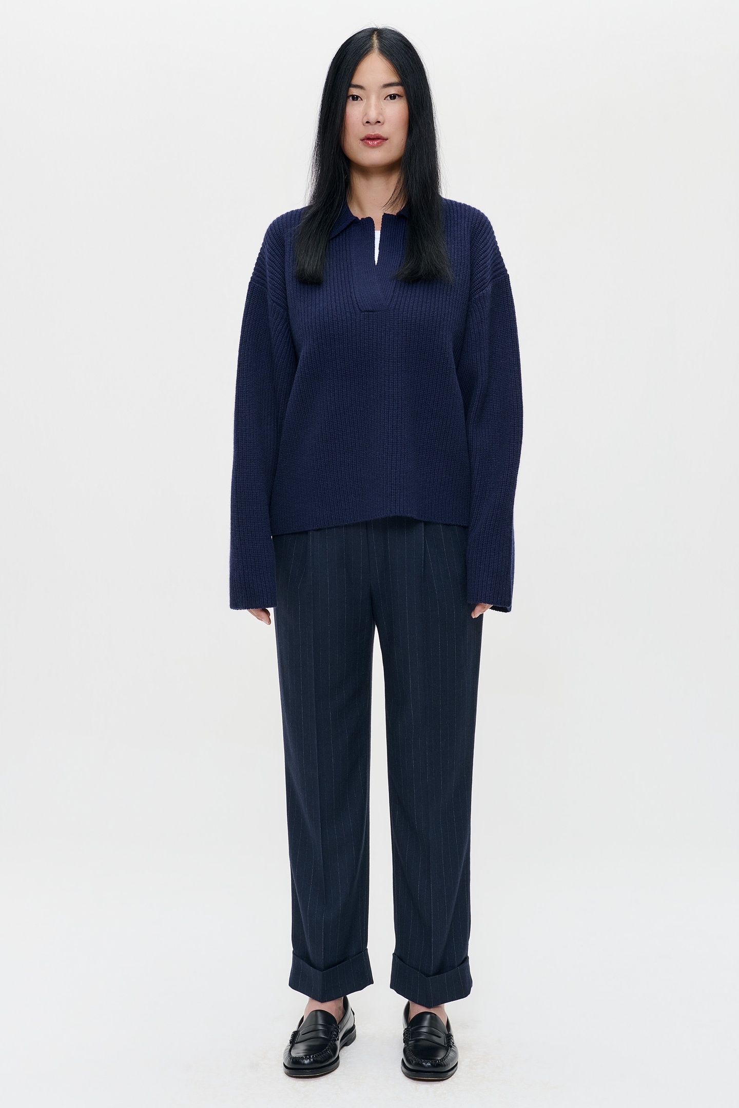 MERINO BOXY POLO DEEP BLUE 2