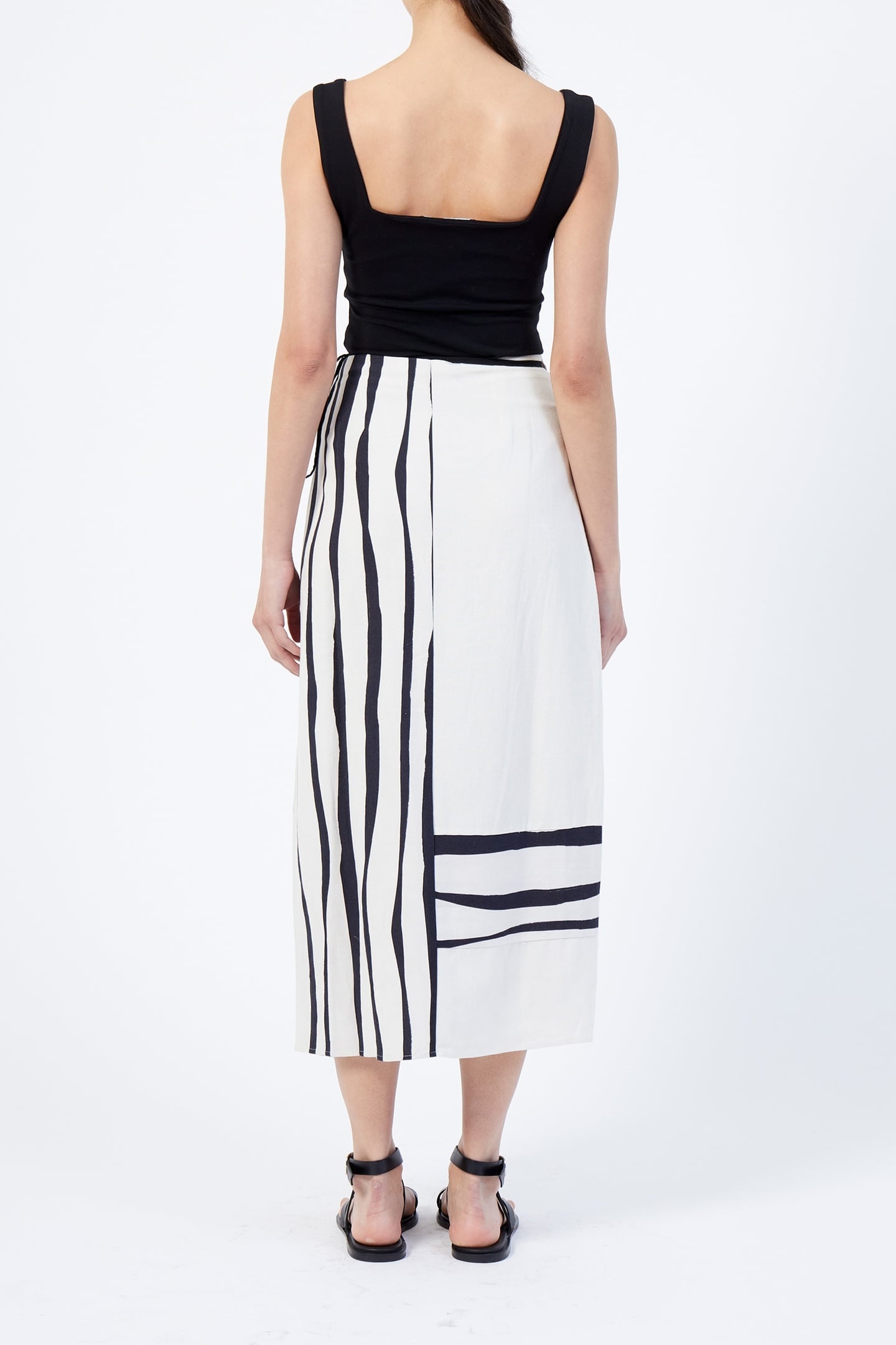 GENEVIEVE ARIETTE LINEN SKIRT BLACK/WHITE 2