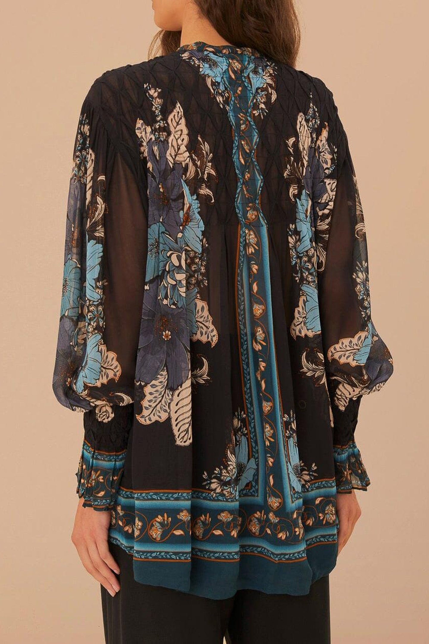 BLOSSOM TAPESTRY BLACK BEE SMOCKED BLOUSE 2