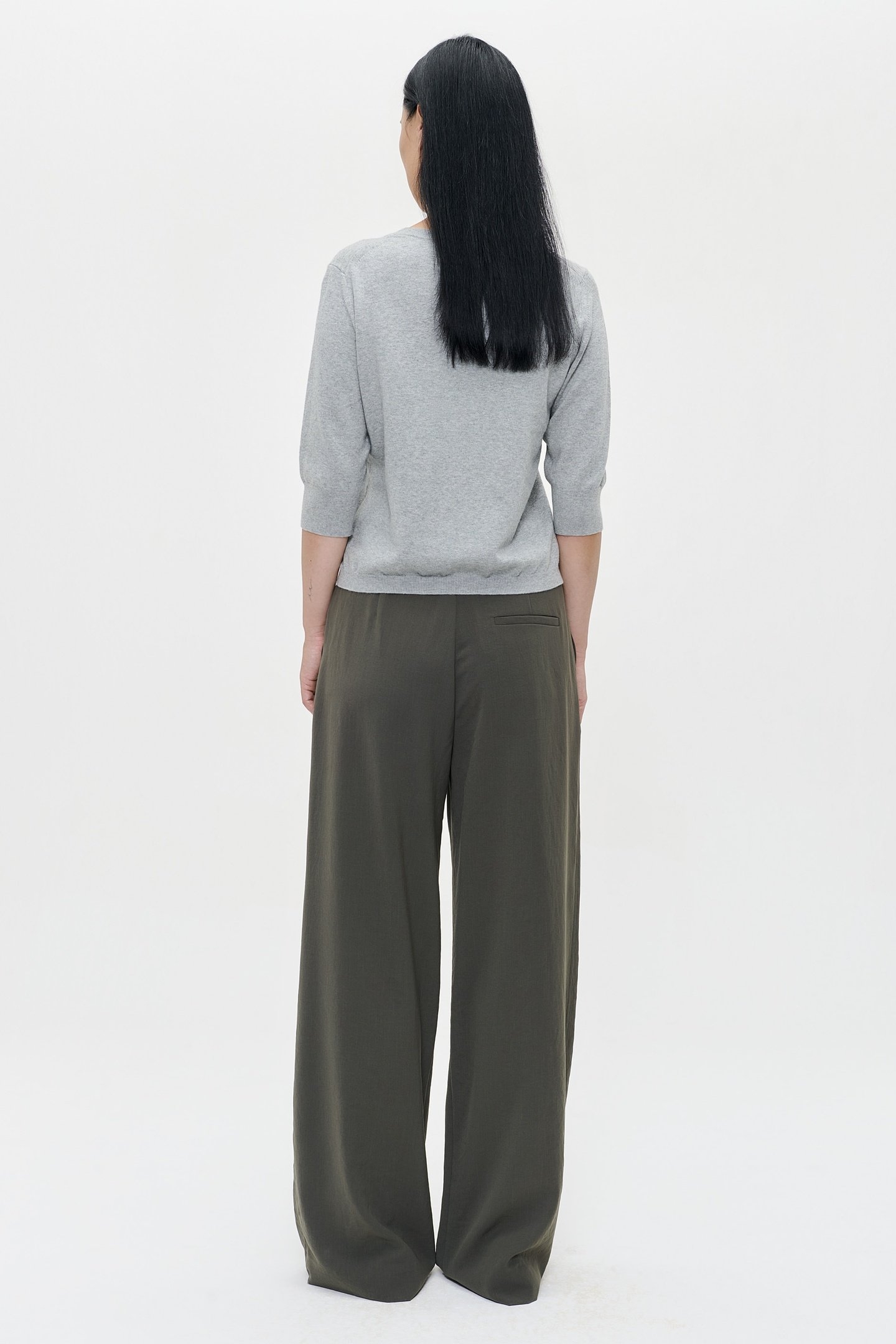 CASHMERE SHORT SLEEVE TOP LIGHT GREY MELANGE 3