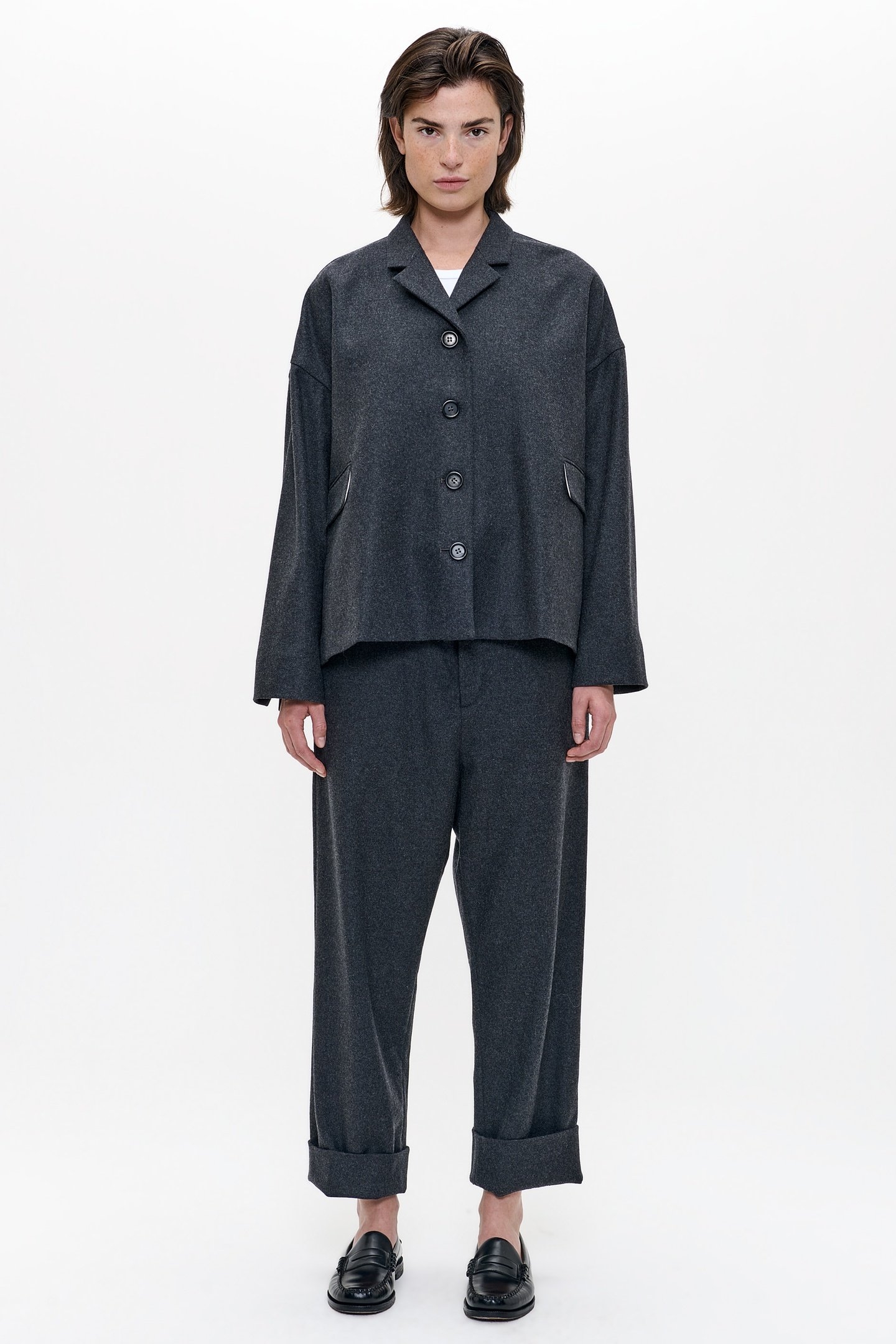 RECYCLED WOOL BOXY JACKET DEEP CHARCOAL 3