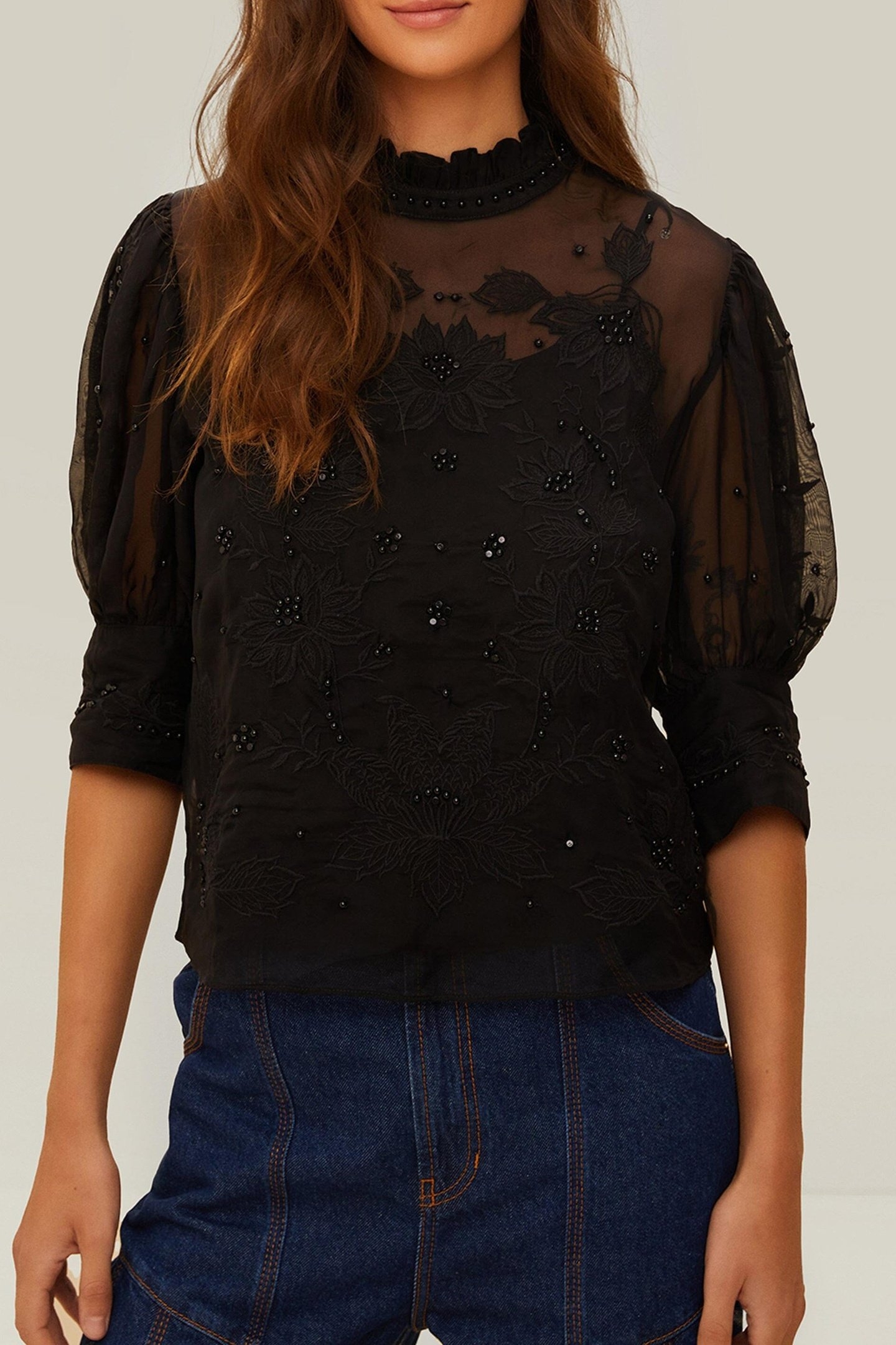BLACK SHORT SLEEVE BLOUSE 1