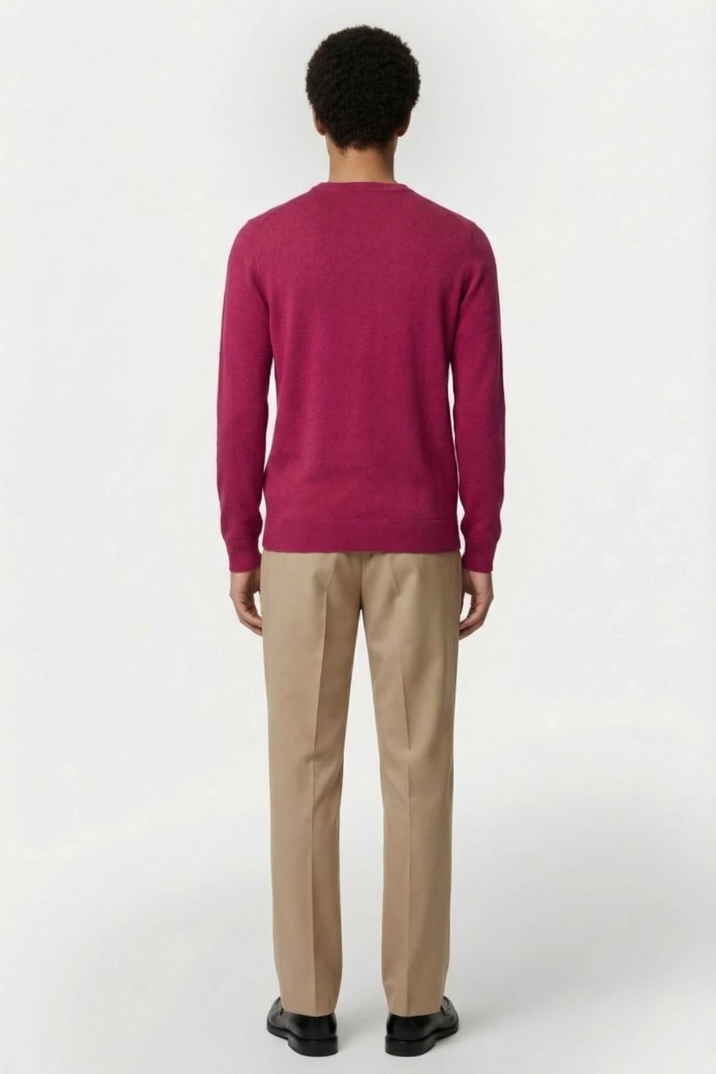 COTTON MERINO CREW NECK JUMPER RICH BURGUNDY 3