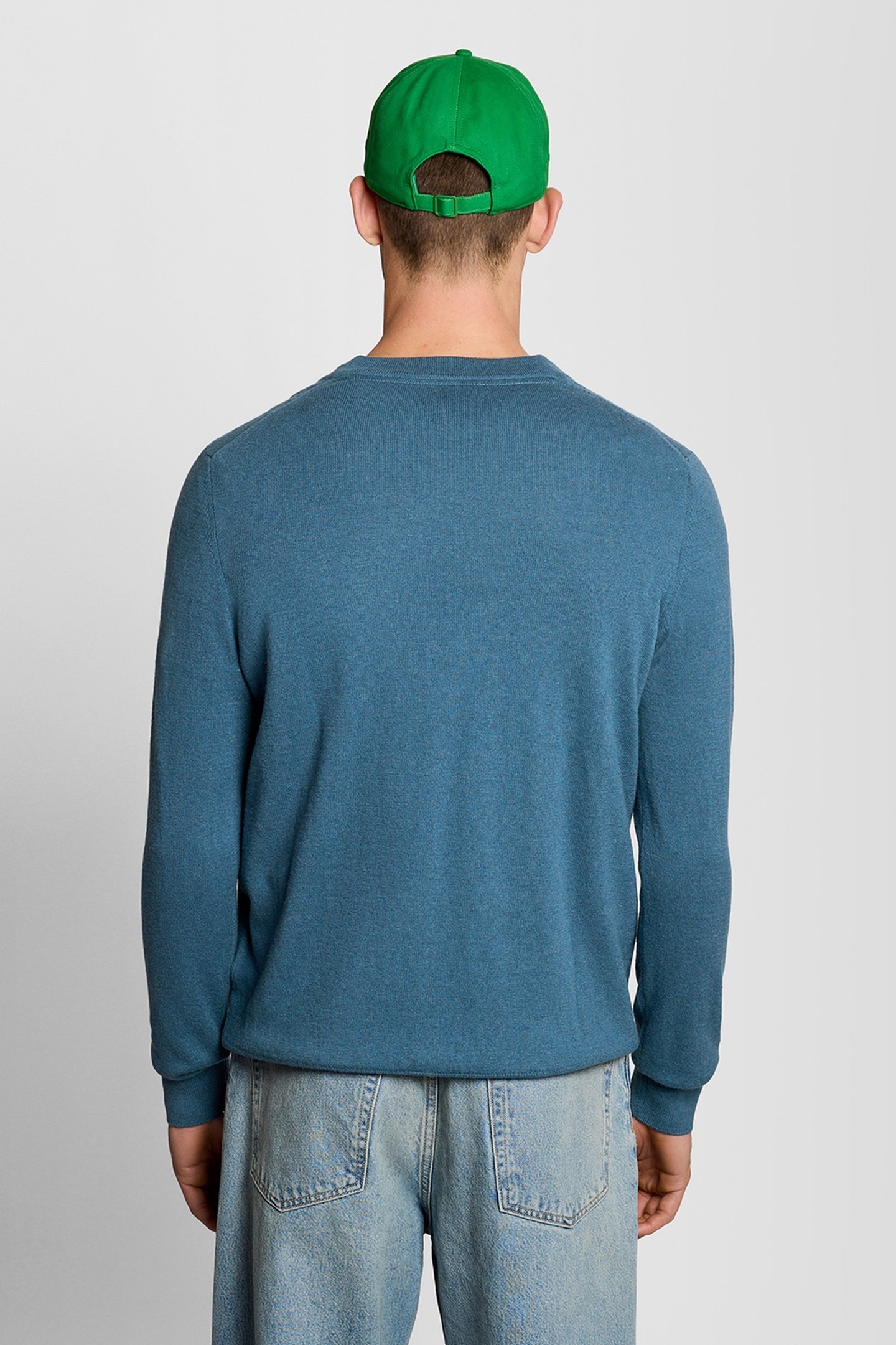 COTTON MERINO V NECK JUMPER DEEP WATER 3