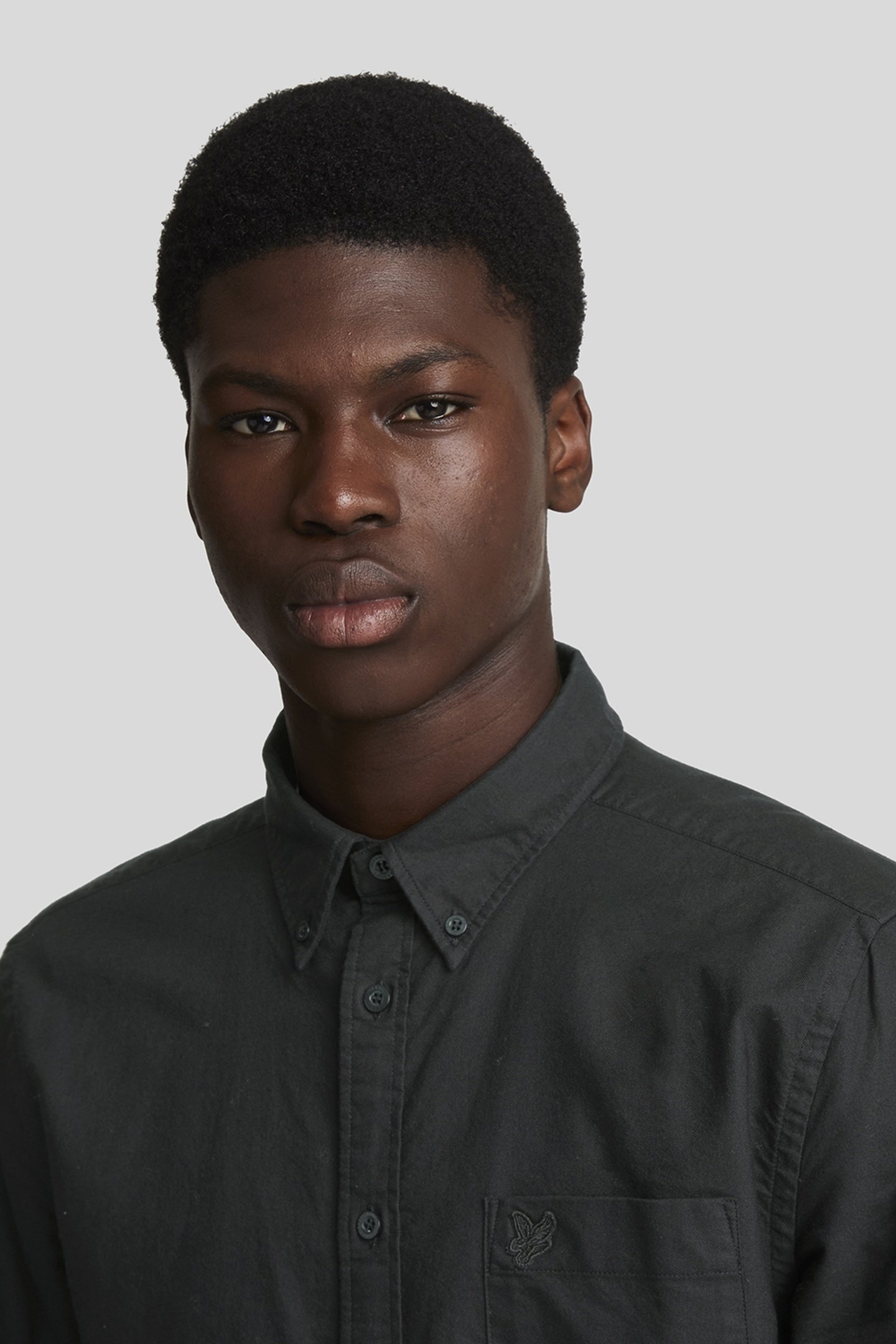 TONAL EAGLE PLAIN OXFORD SHIRT JET BLACK 3