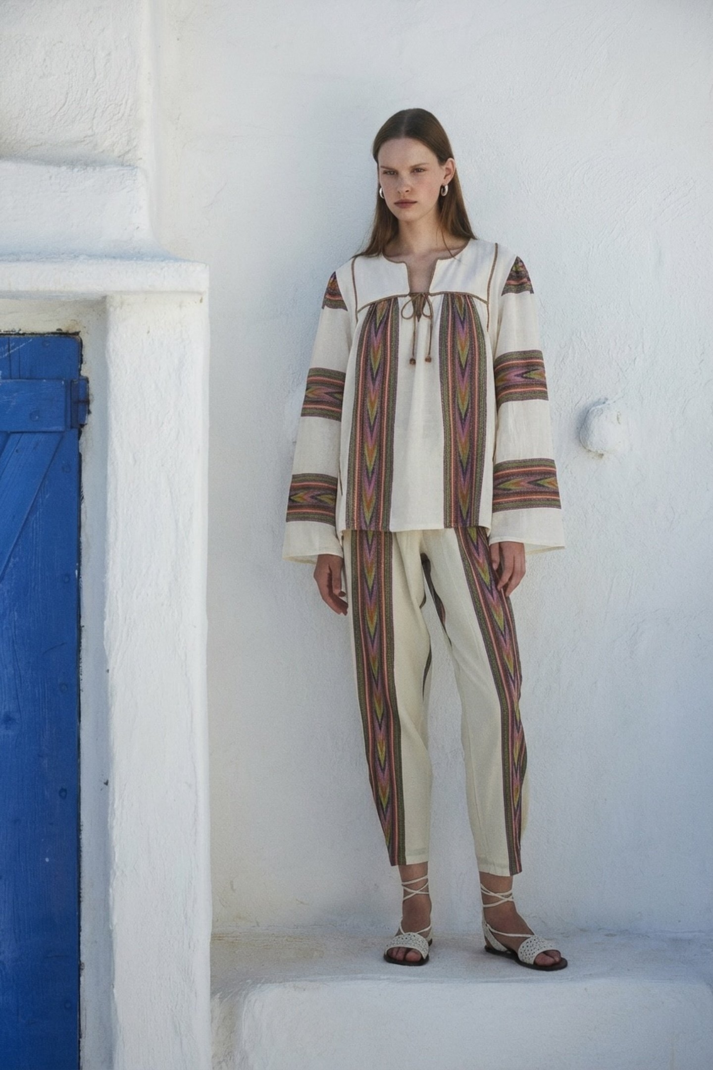 SYMMETRY BLOUSE JACQUARD PINK GREEN 1