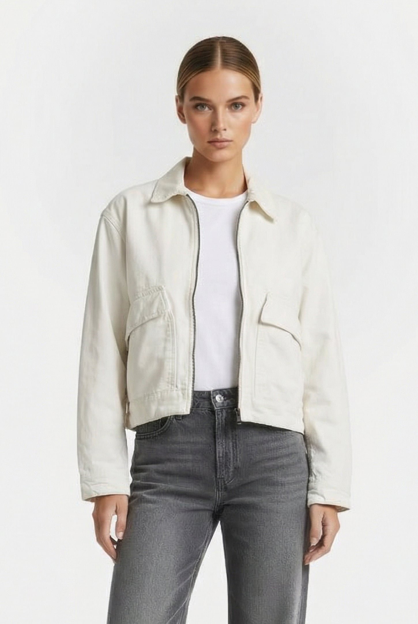 STRAFFORD WASHED CANVAS JACKET VINTAGE WHITE 1