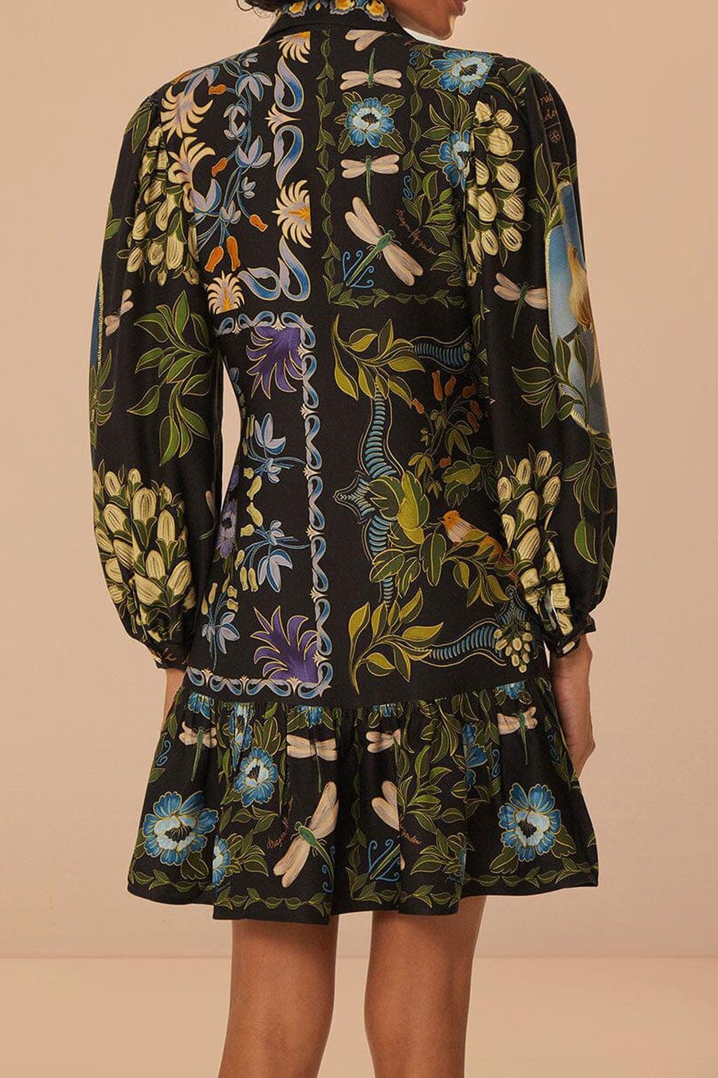 BLACK WINTER GARDEN MINI DRESS LONG SLEEVES 3