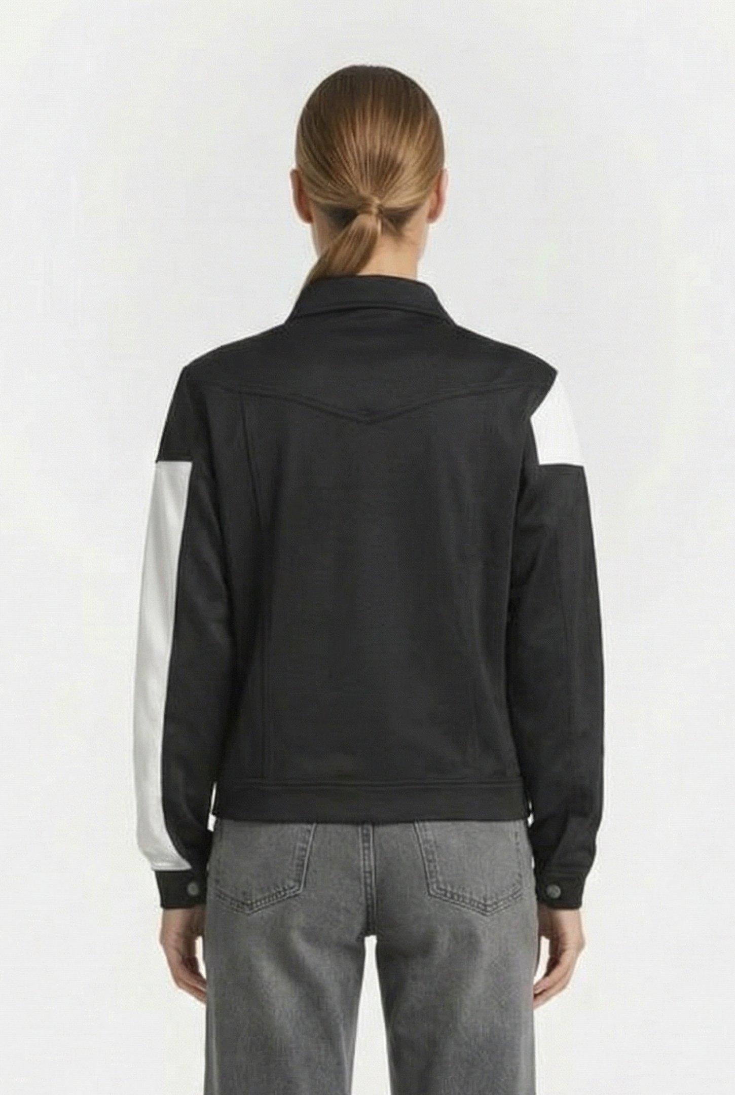 UNISEX DENIM JACKET BLACK WHITE 4