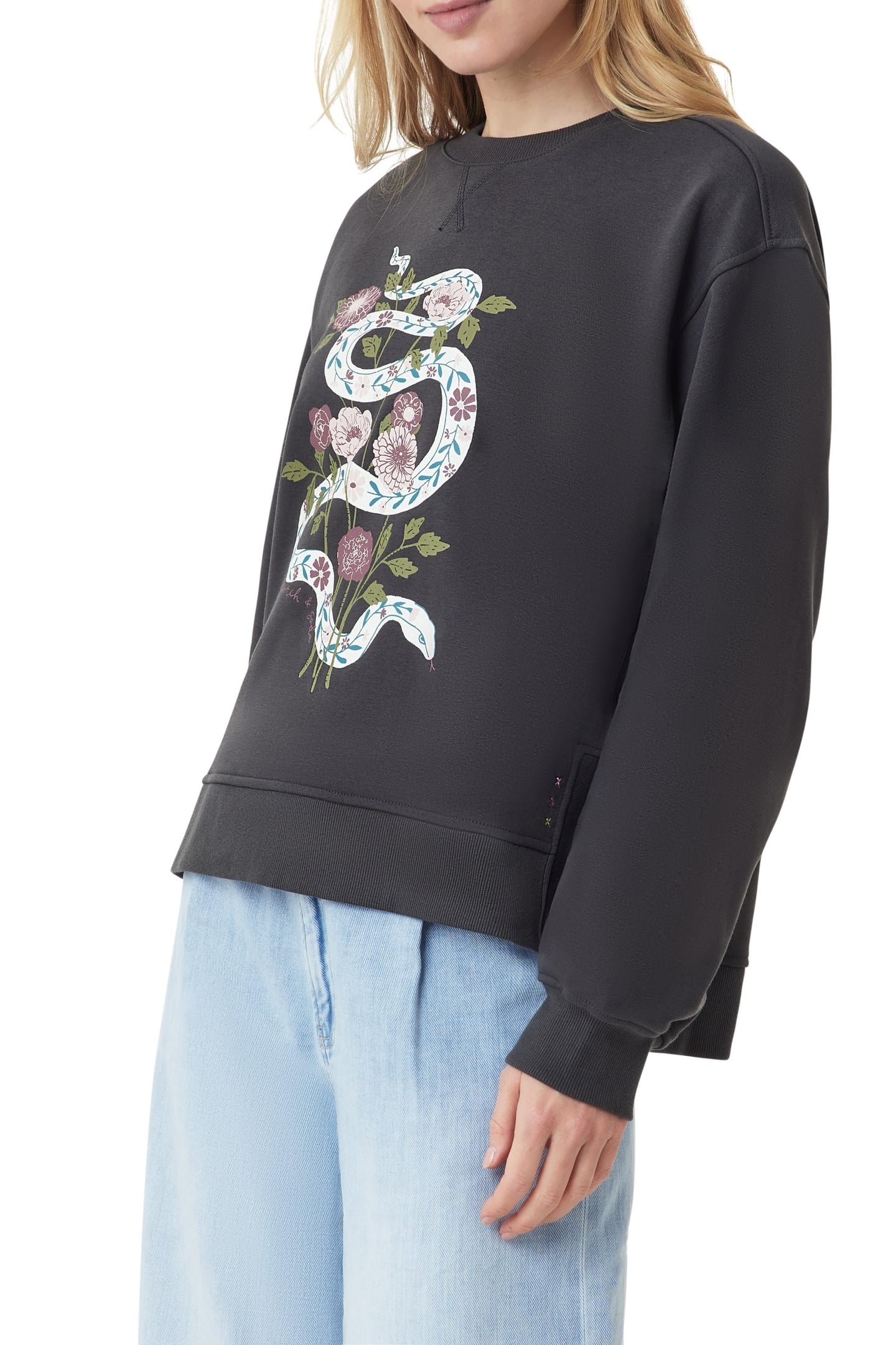 CREW NECK SWEATSHIRT BLACK SAND 1