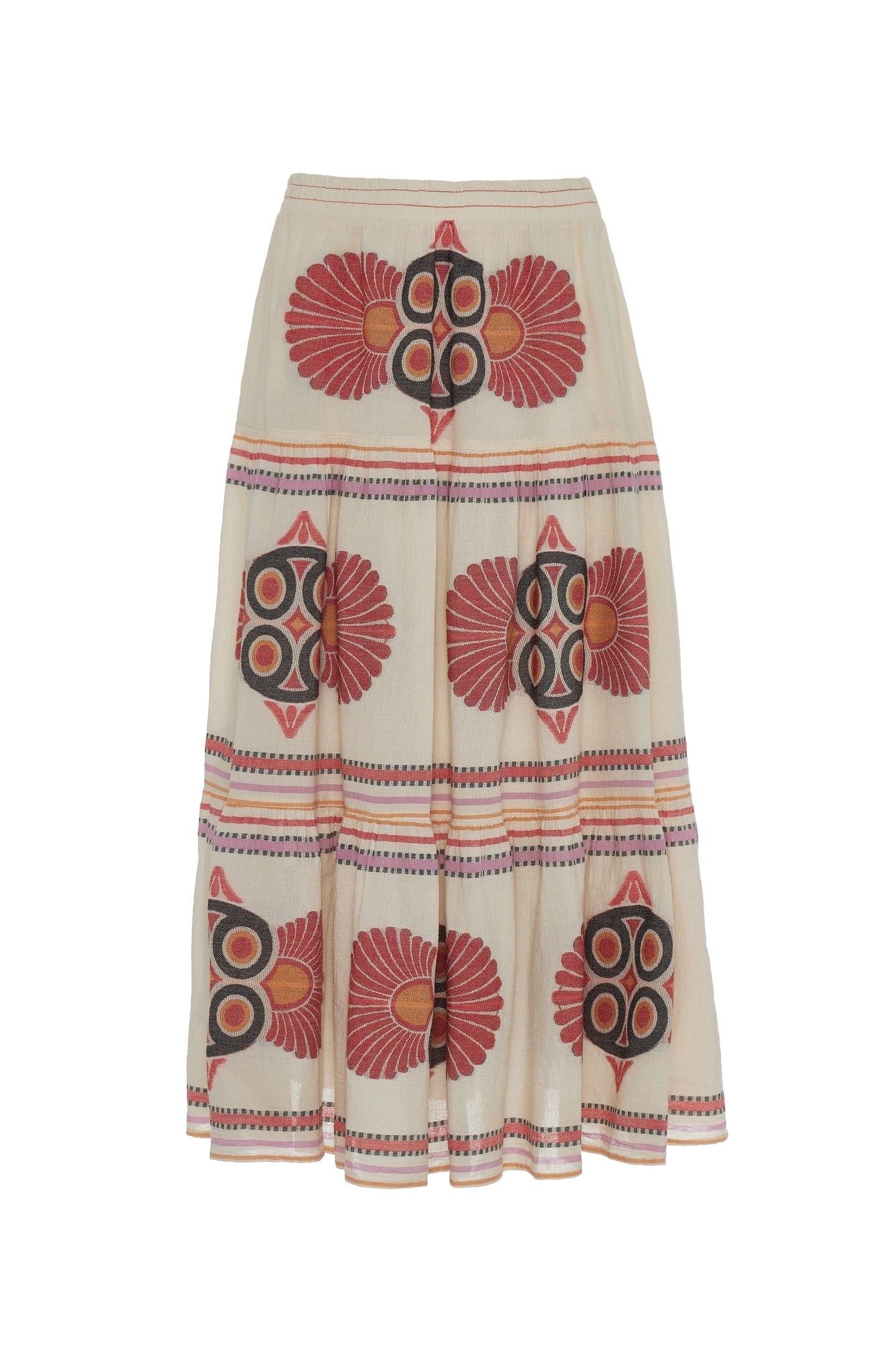 OLYMPIA MIDI SKIRT JACQUARD RED ORANGE 3