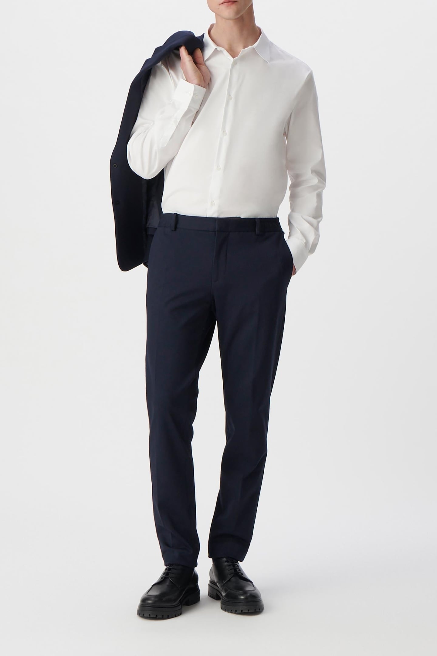 NAVY MILANO KNIT STRAIGHT SUIT TROUSERS 2