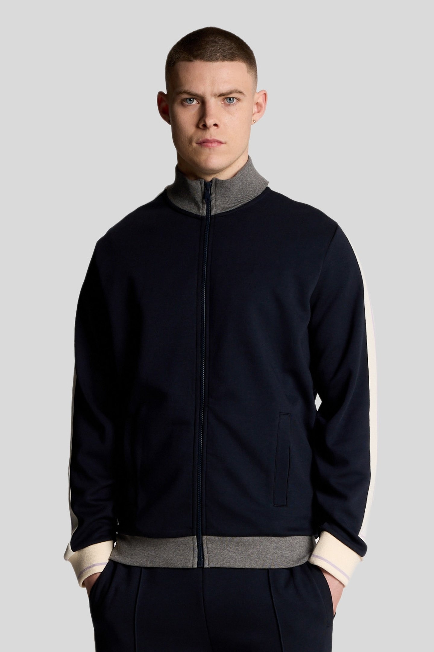 TAPED FULL ZIP TRACK TOP DARK NAVY 1