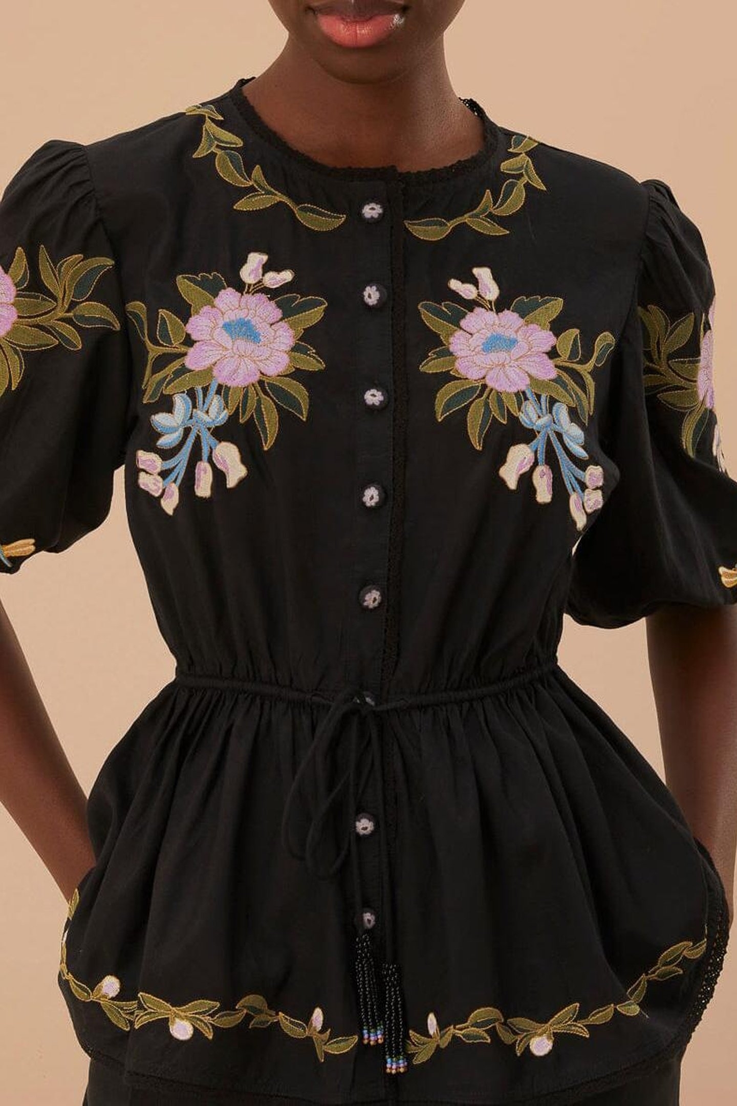 WINTER GARDEN EMBROIDERED SHORT SLEEVE BLOUSE 4