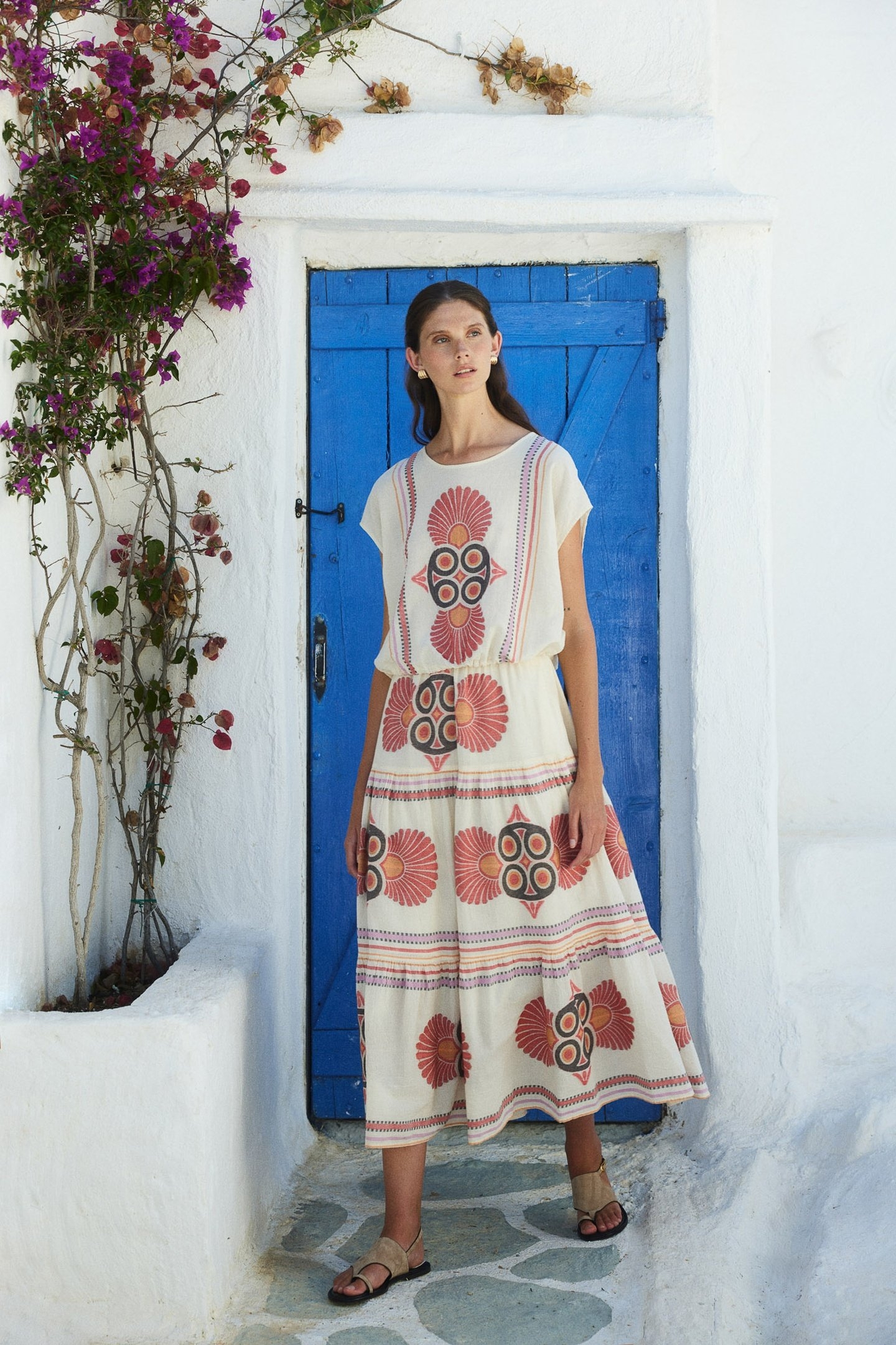 OLYMPIA MIDI SKIRT JACQUARD RED ORANGE 2