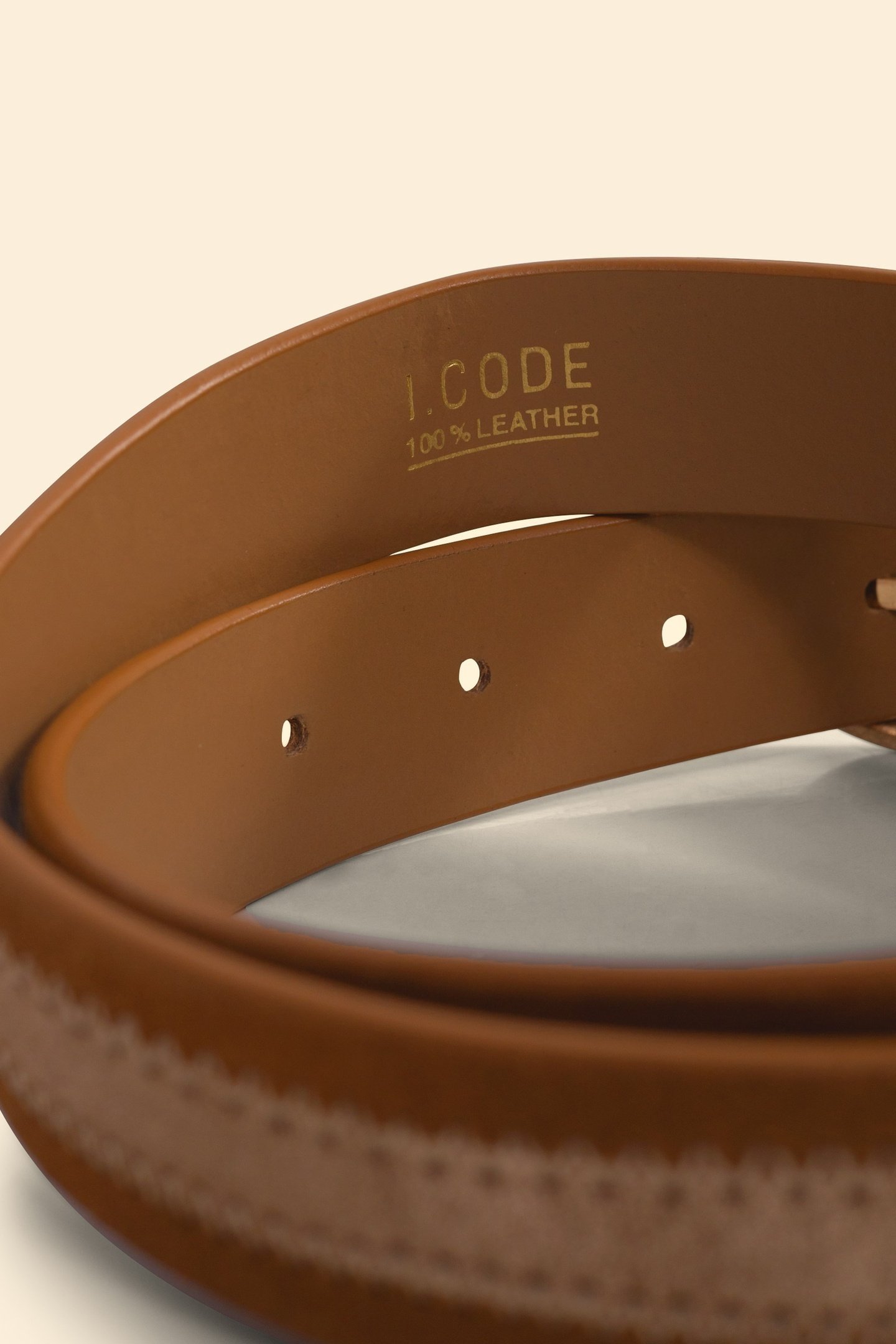 CAMEL LEATHER VELOUR BELT, GOLD LINE CAMEL 4