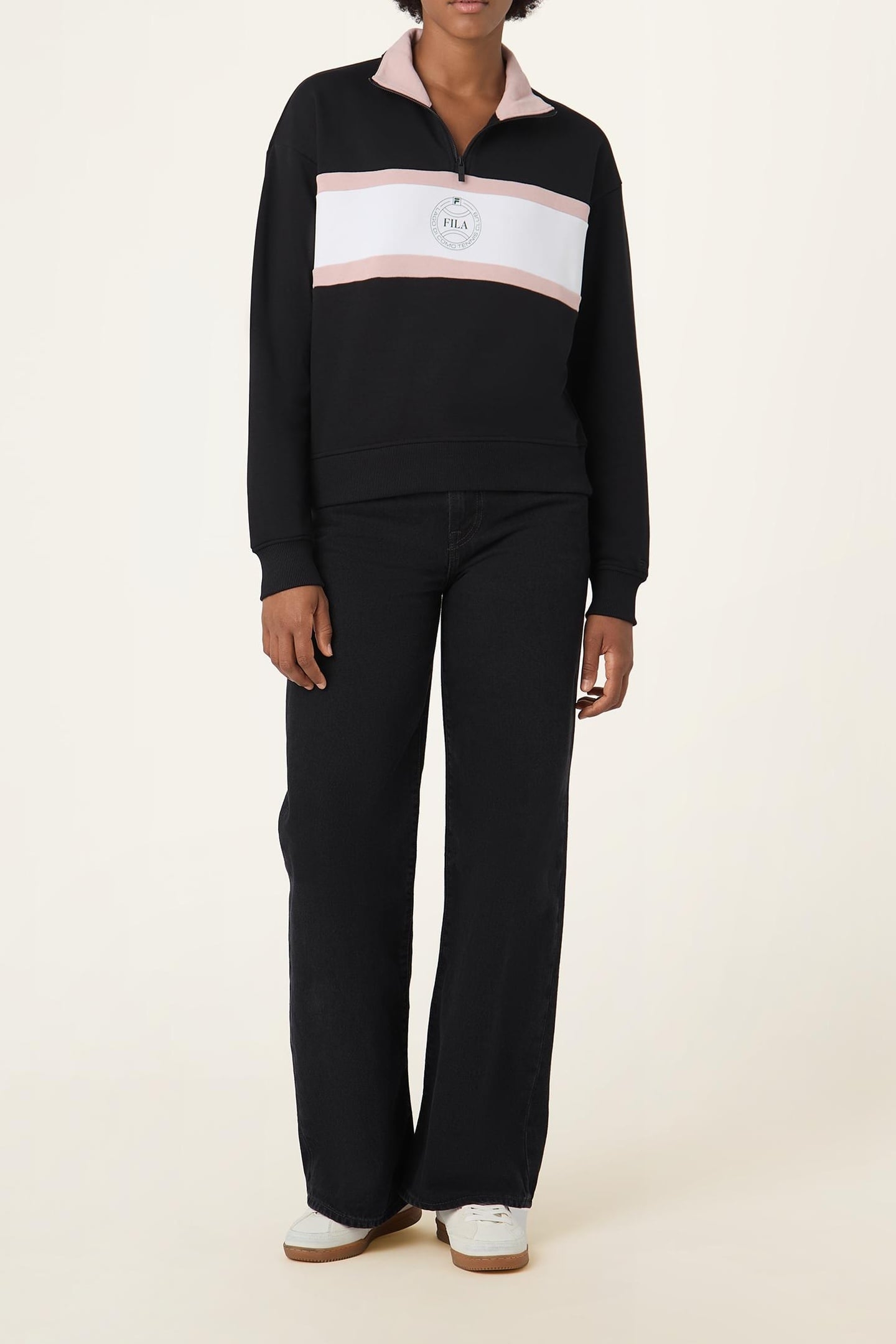 PARELLA RELAXED HALF-ZIP SWEATSHIRT BLACK-BRIGHT WHITE 2