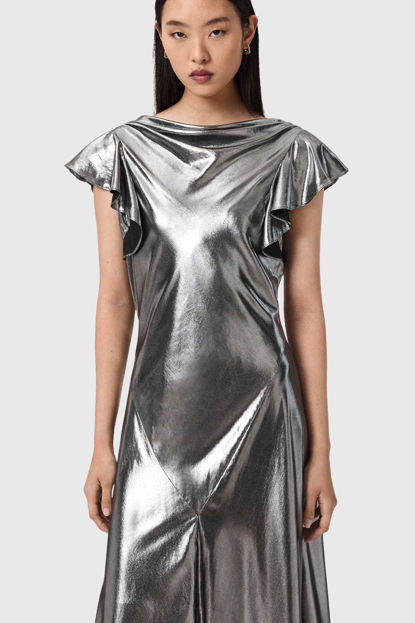 FLORA DRESS METALLIC SILVER 3