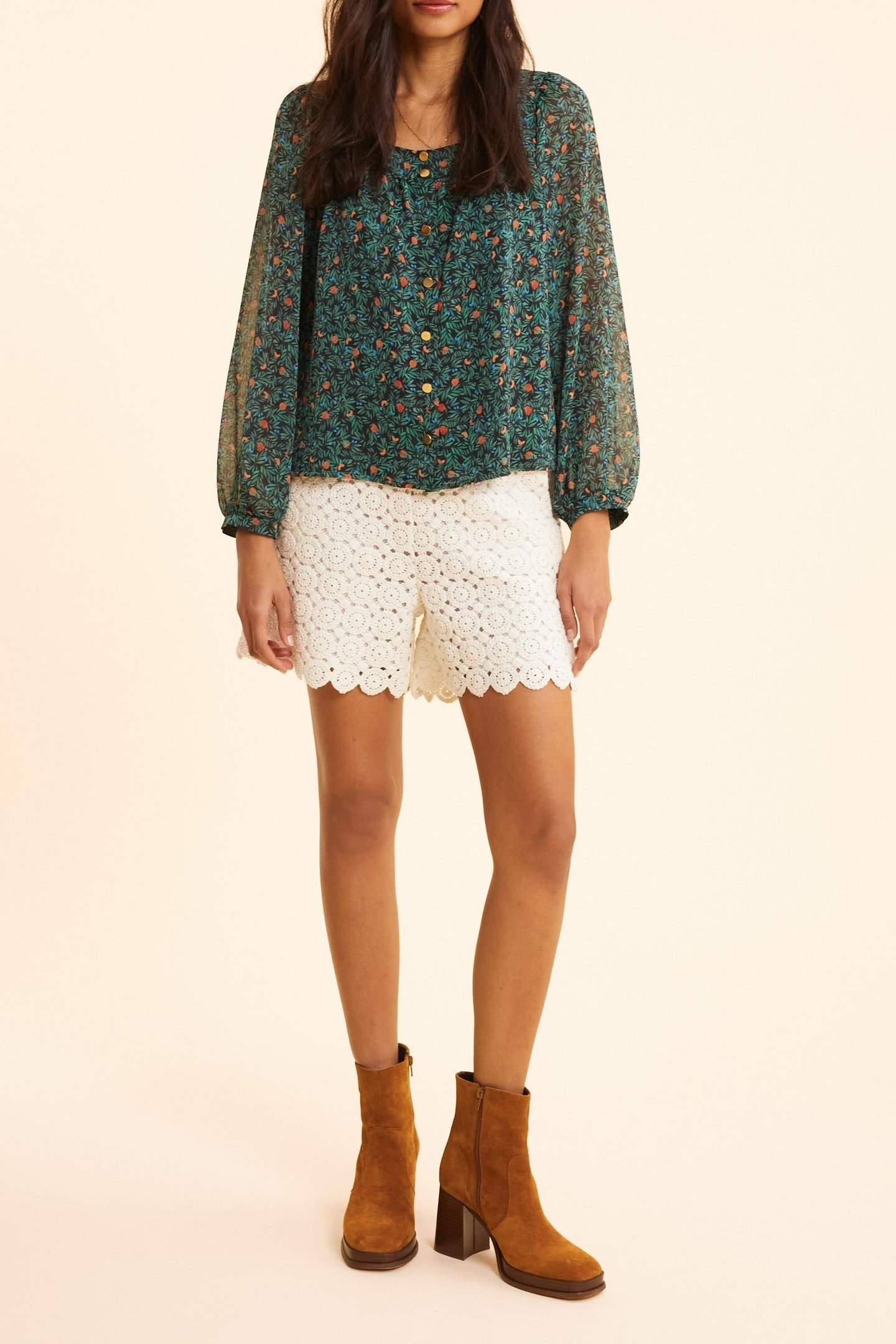 GREEN BLOUSE WITH SUMMER FRUIT PRINT GREEN 2