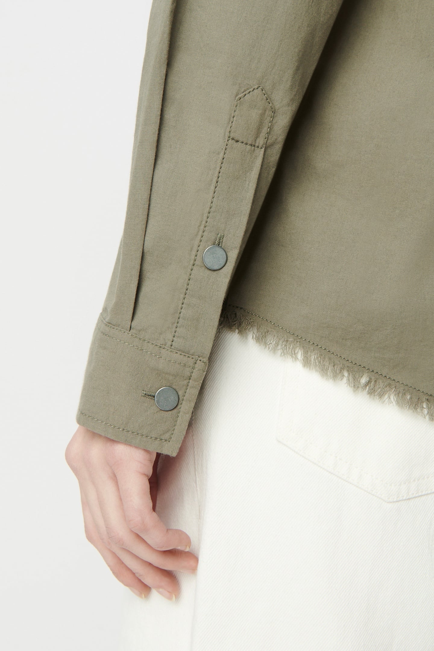 ORGANIC COTTON KHAKI SHIRT WITH STUDDED SPIRAL MESSAGE 5