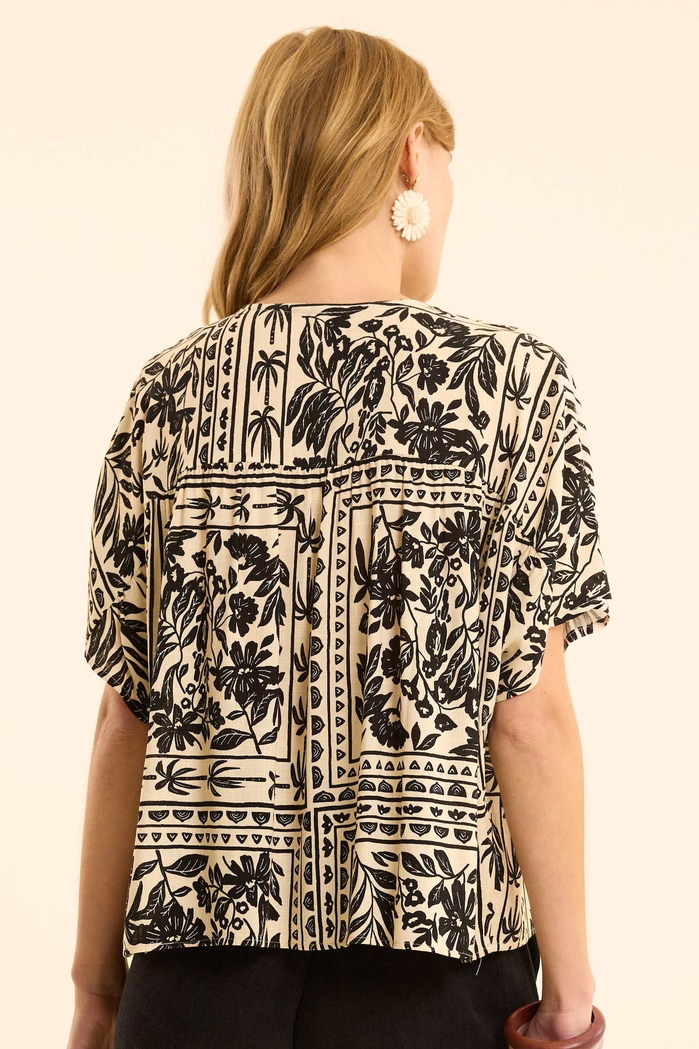 ECRU TOP WITH PLANT BANDANA PRINT ECRU 3