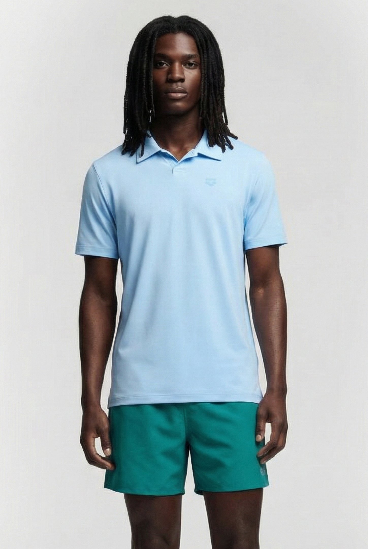 MEN'S POLOSHIRT SOLID AQUA-NAVY 1